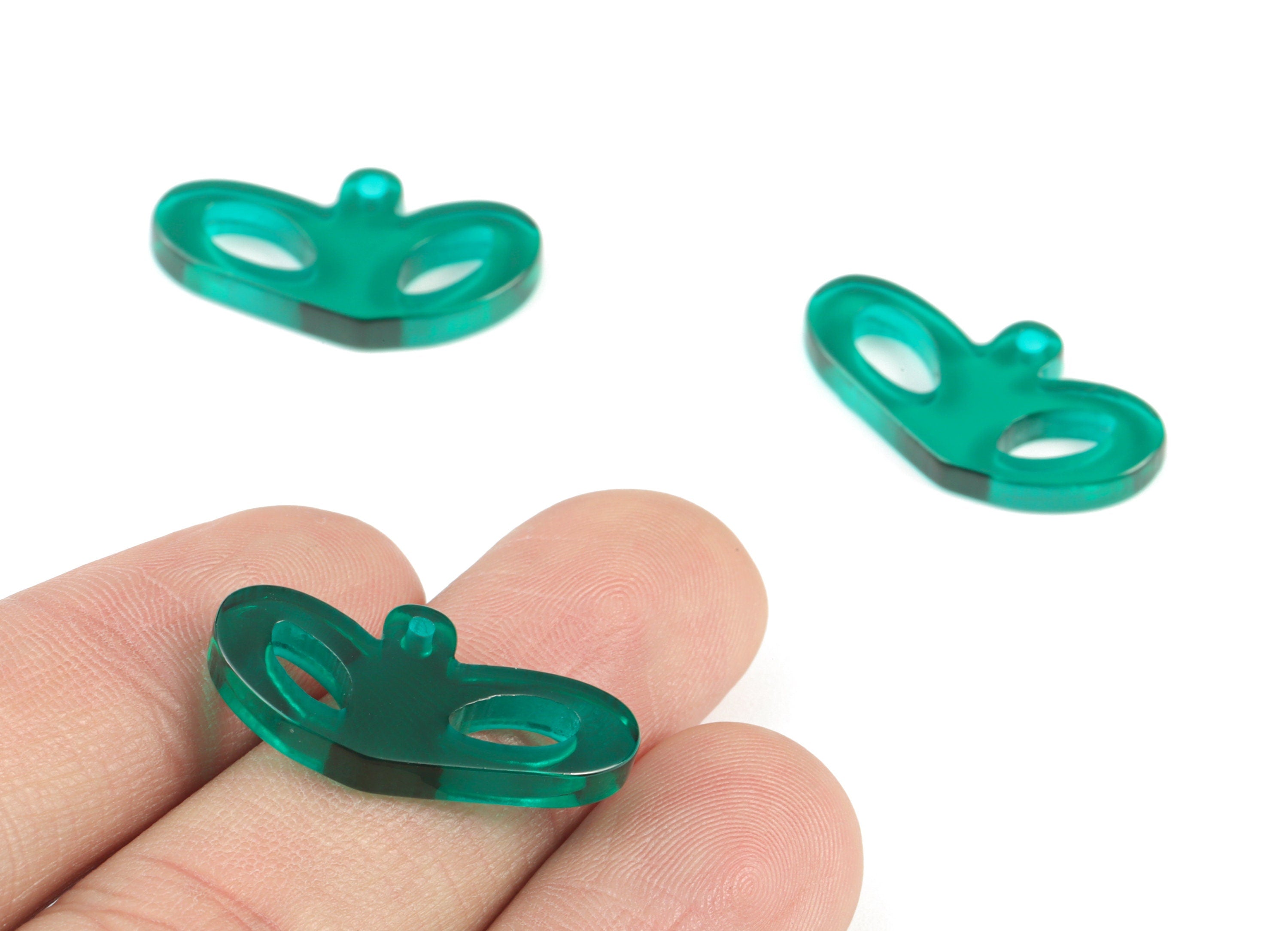 Acrylic Heart Pendant - Green Acrylic Heart Earrings - Earring Finding - Jewelry Supplies - Color Code:A463- 25.9x14.11x3.01mm - AC2141-A463 - DOMEDBAZAAR