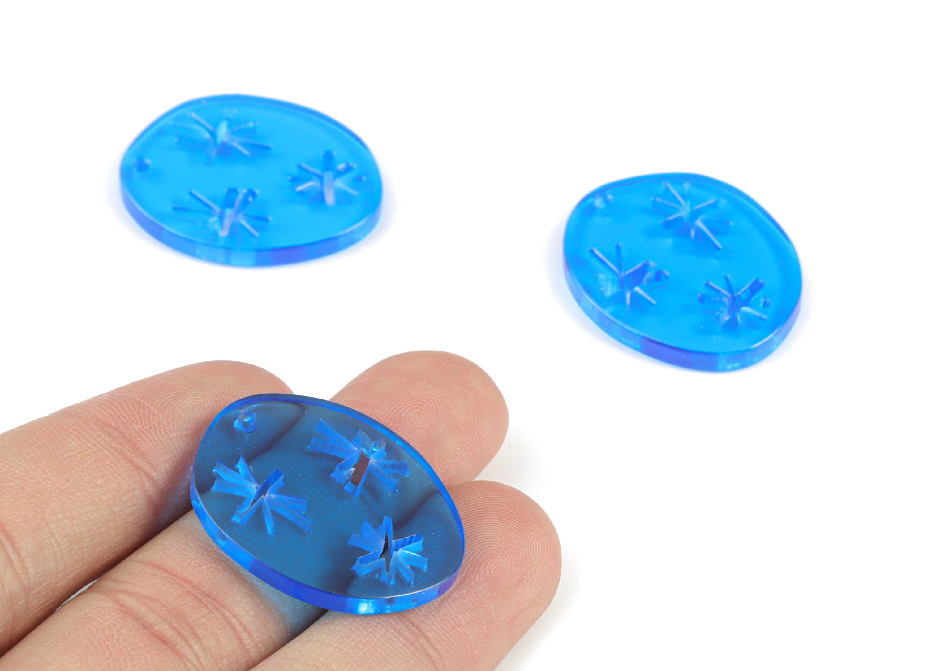 Bead door window curtain - Acrylic Snowflake Round Blue wind bell chimes - Round Earring Charms- Color Code:A464- 29x24x3mm - AC2131-A464 - DOMEDBAZAAR