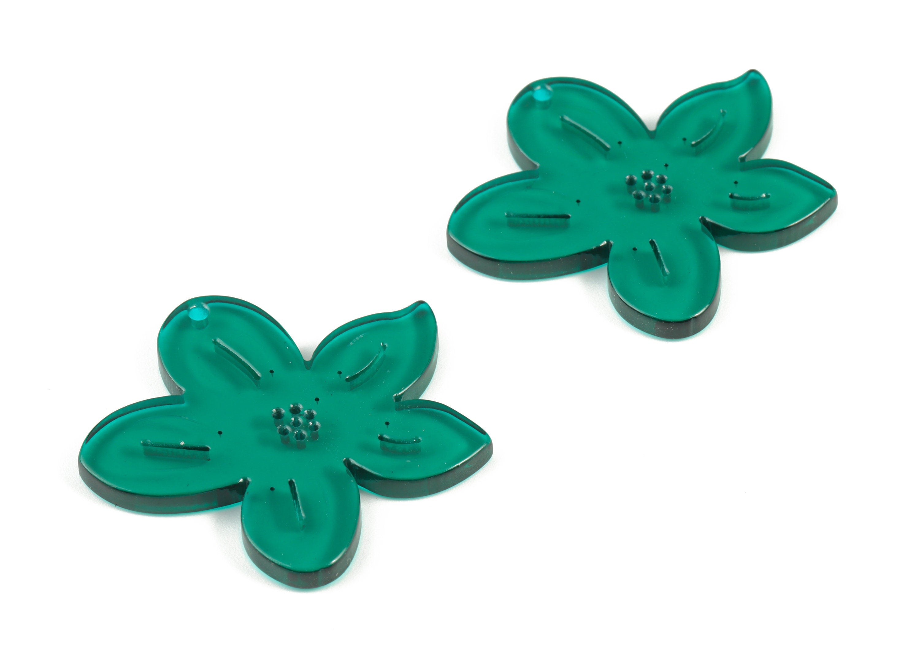 Bead door window curtain - Acrylic Leaf Green wind bell chimes - Flower Earring Charms - Color Code:A463- 37x35x3mm - AC2136-A463 - DOMEDBAZAAR