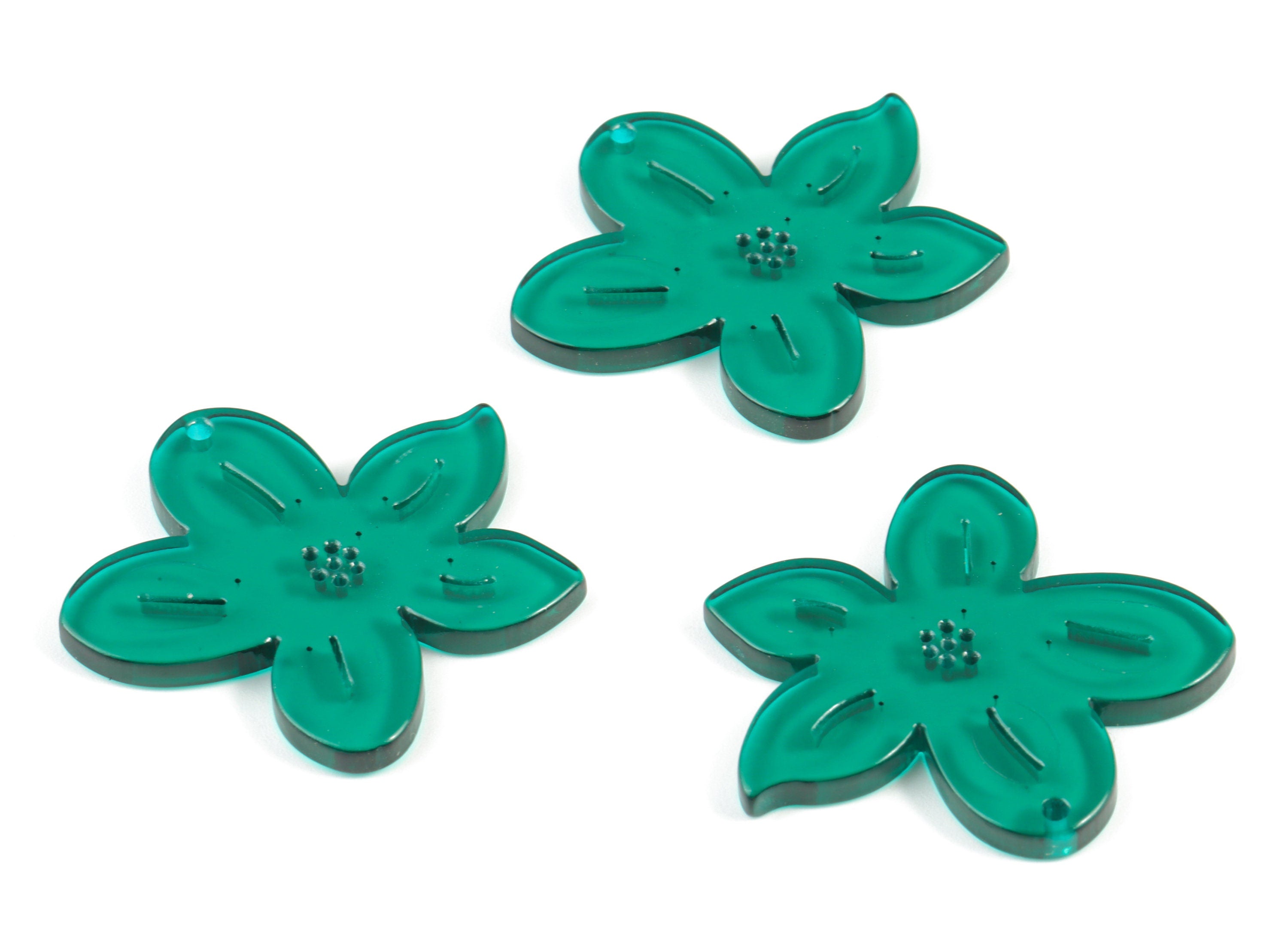 Bead door window curtain - Acrylic Leaf Green wind bell chimes - Flower Earring Charms - Color Code:A463- 37x35x3mm - AC2136-A463 - DOMEDBAZAAR