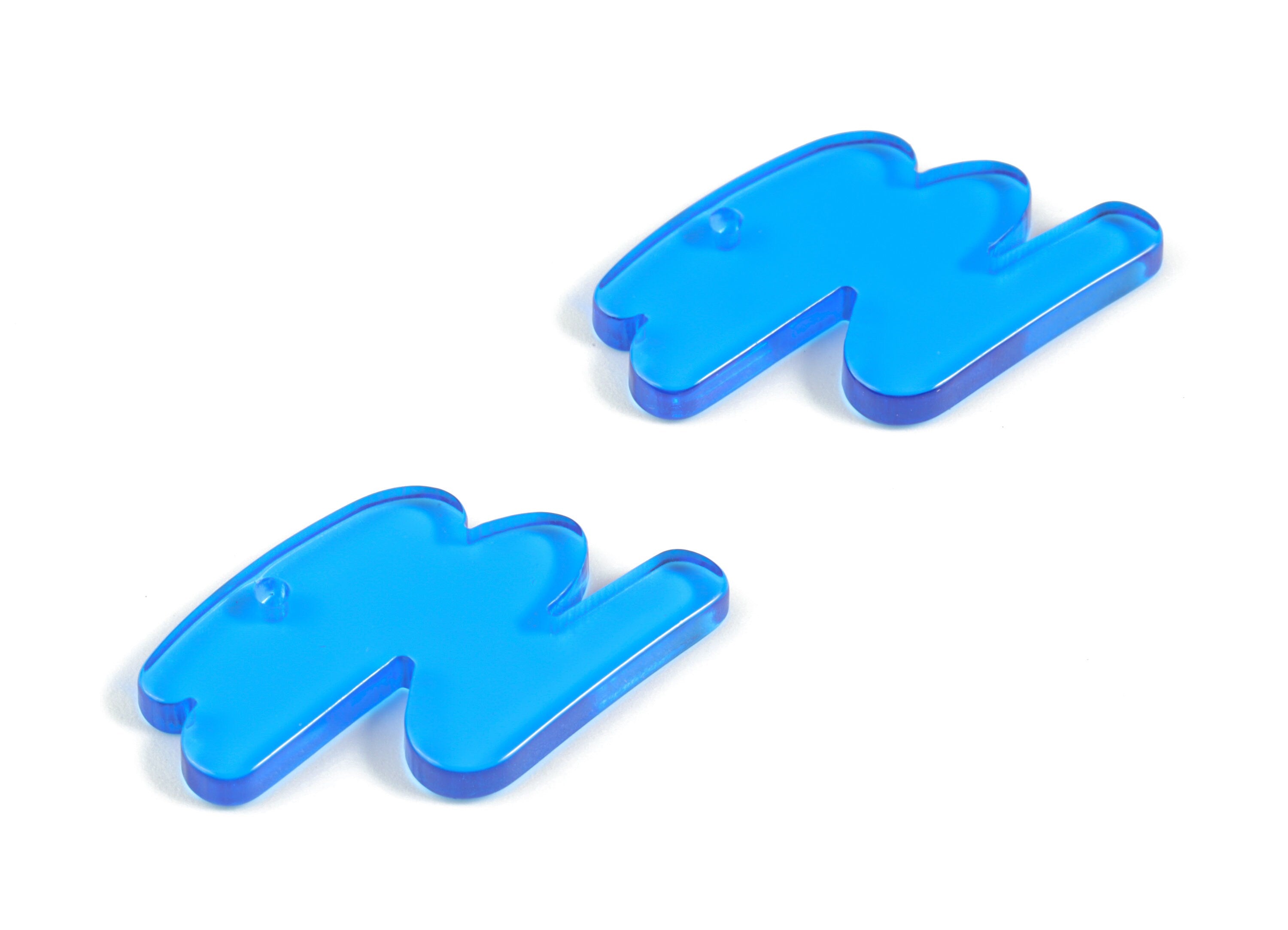 Acrylic Scribble Blue Earring Charms - Acrylic Blue Scribble Charms - Jewelry Supplies - Color Code:A464- 30.54x19.05x2.85mm - AC2138-A464 - DOMEDBAZAAR