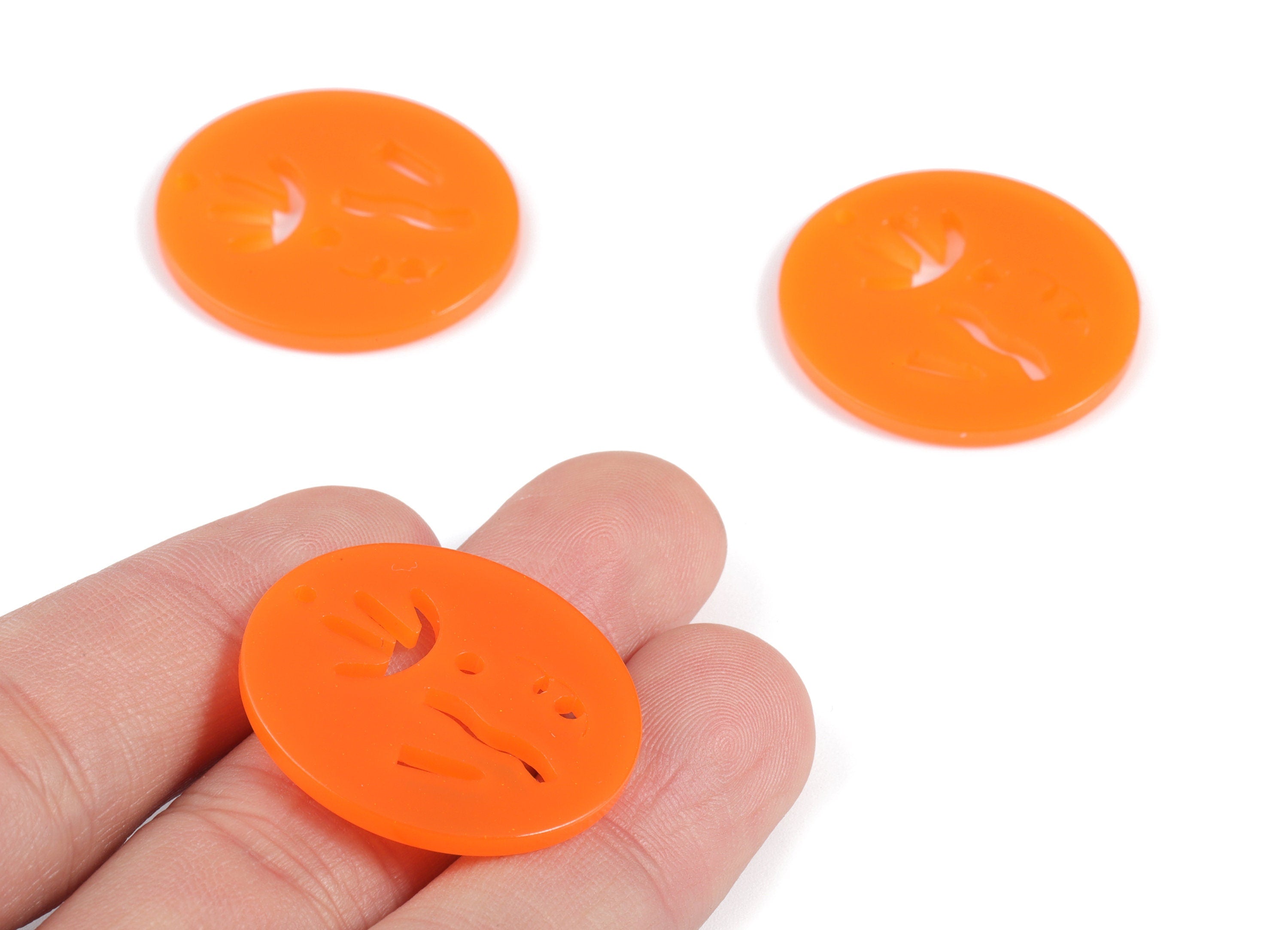 Bead door window curtain - Acrylic Orange Round wind bell chimes - Circle Earring Charms - Color Code:A532- 29.93x27.78x2.36mm - AC2135-A532 - DOMEDBAZAAR