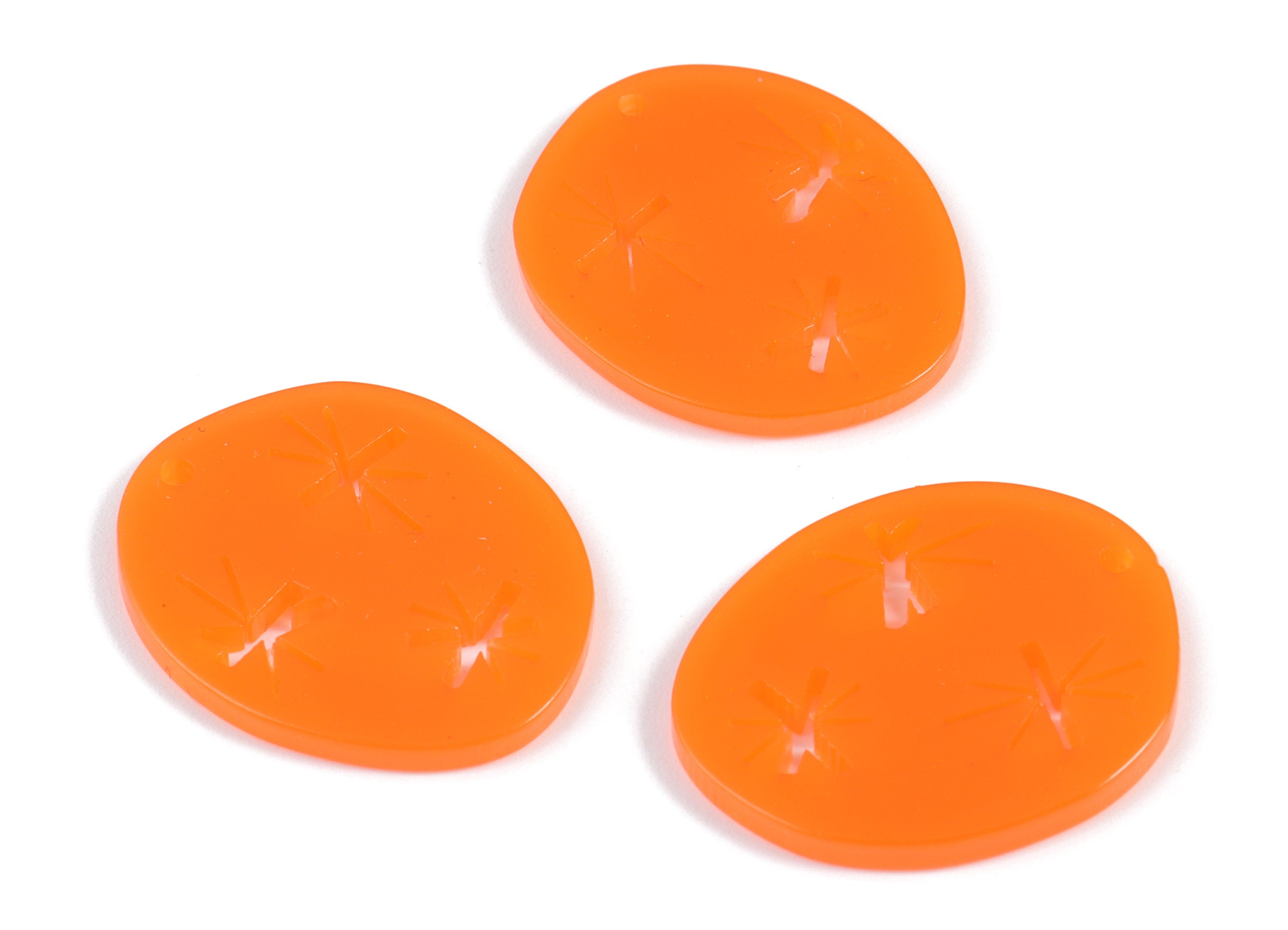 Bead door window curtain - Acrylic Snowflake Round Orange wind bell chimes - Circle Earring Charm - Color Code:A532- 29x24x3mm - AC2131-A532 - DOMEDBAZAAR