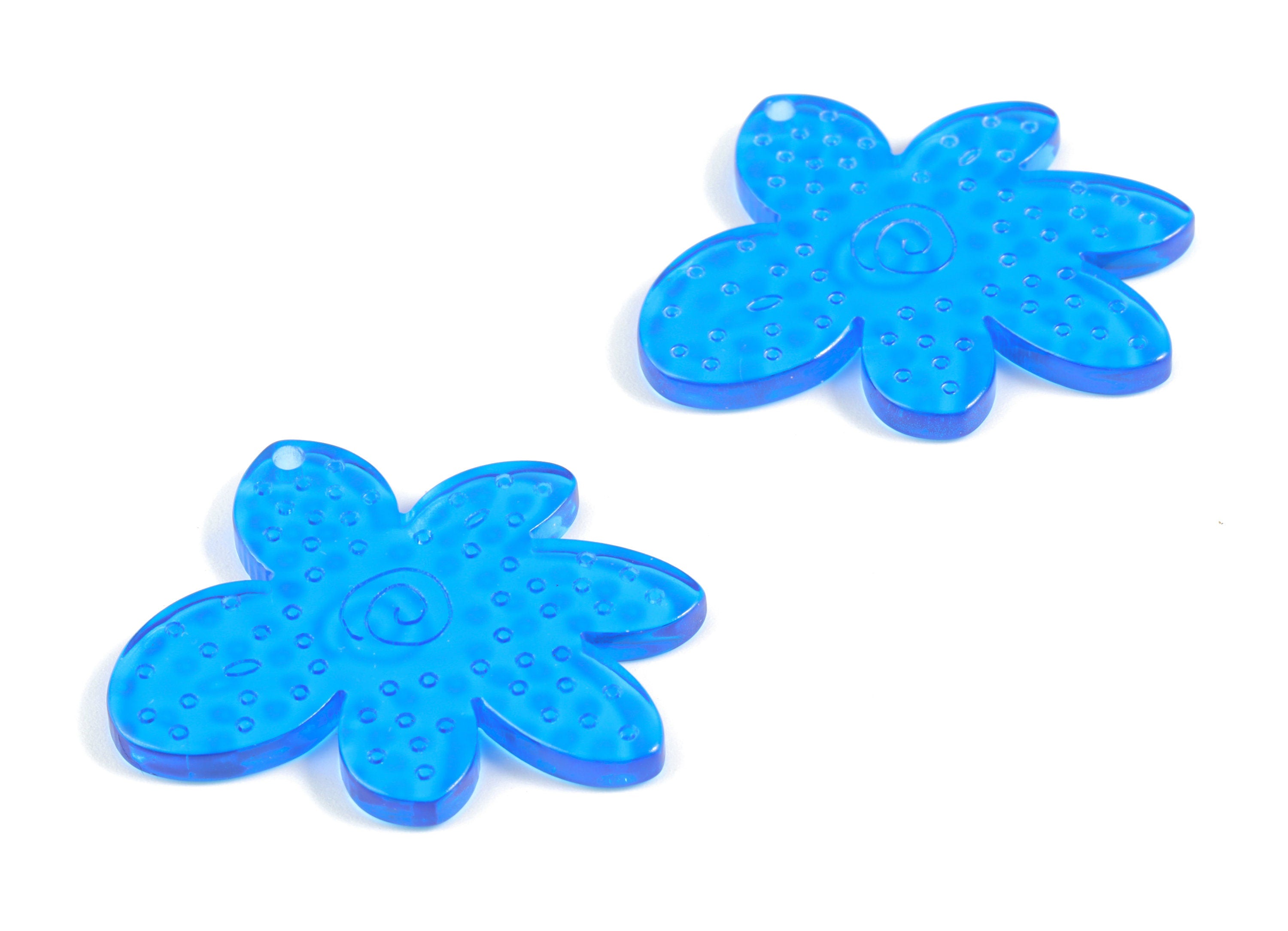 Acrylic Blue Leaf Earring Charms - Acrylic Flower Earrings - Jewelry Supplies - Color Code:A464- 37.94x35.58x2.99mm - AC2147-A464 - DOMEDBAZAAR