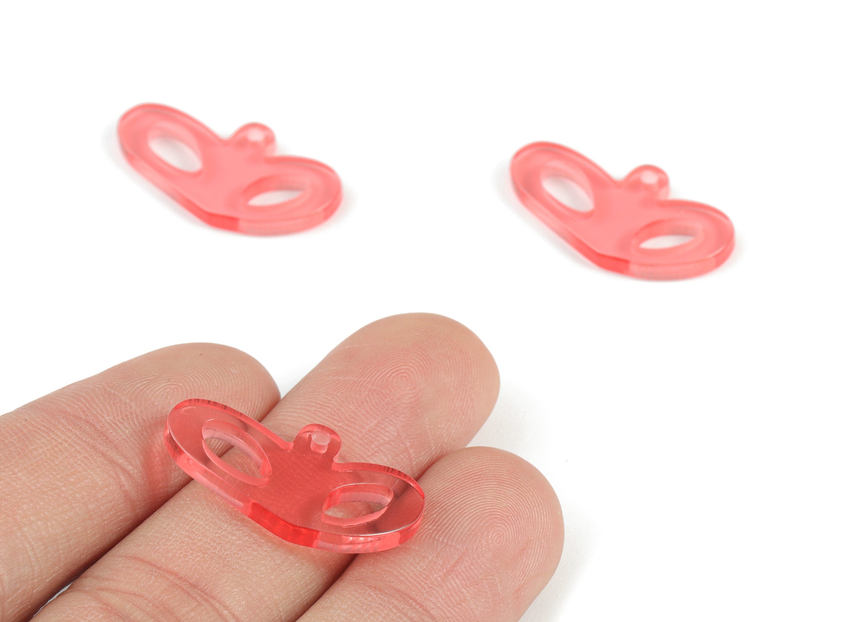 Acrylic Heart Pendant - Pink Acrylic Heart Earrings - Earring Finding - Jewelry Supplies - Color Code:A465- 25.89x13.38x2.65mm - AC2141-A465 - DOMEDBAZAAR