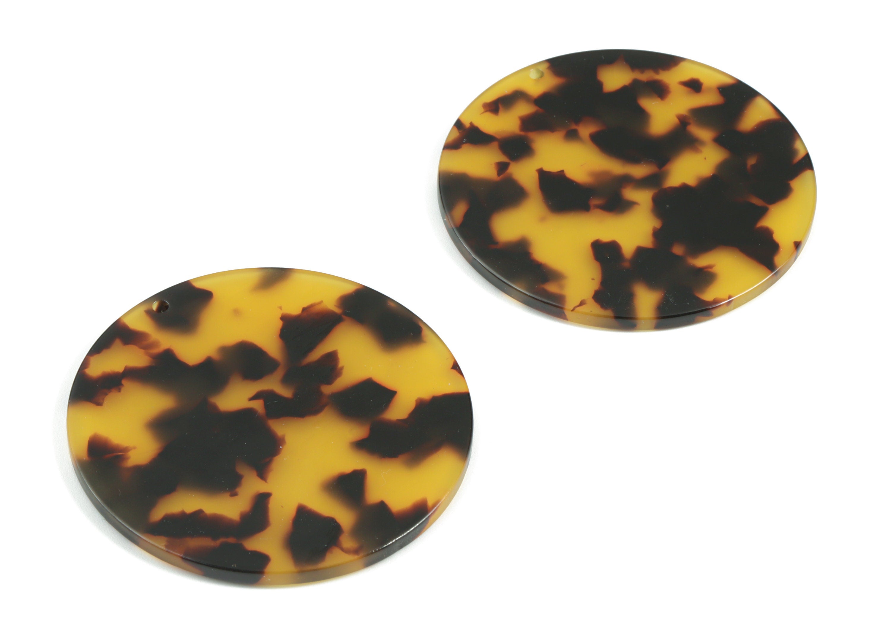 Acetate Round Charms - Tortoise Shell Earring - Round Pendant - Jewelry Making Supplies - Color Code: A02 - 47.6x47.6x2.5mm - AC2146-A02 - DOMEDBAZAAR