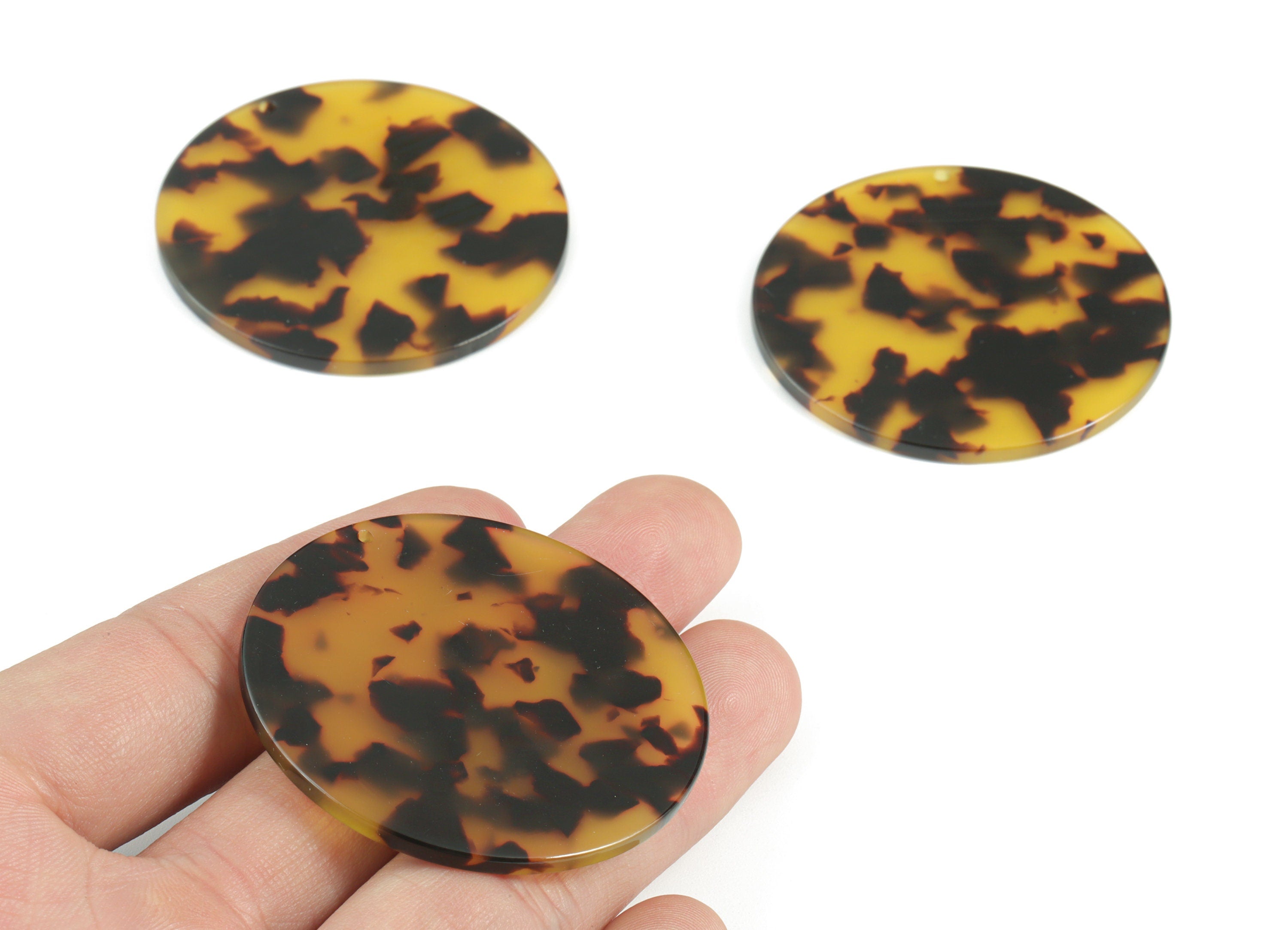 Acetate Round Charms - Tortoise Shell Earring - Round Pendant - Jewelry Making Supplies - Color Code: A02 - 47.6x47.6x2.5mm - AC2146-A02 - DOMEDBAZAAR