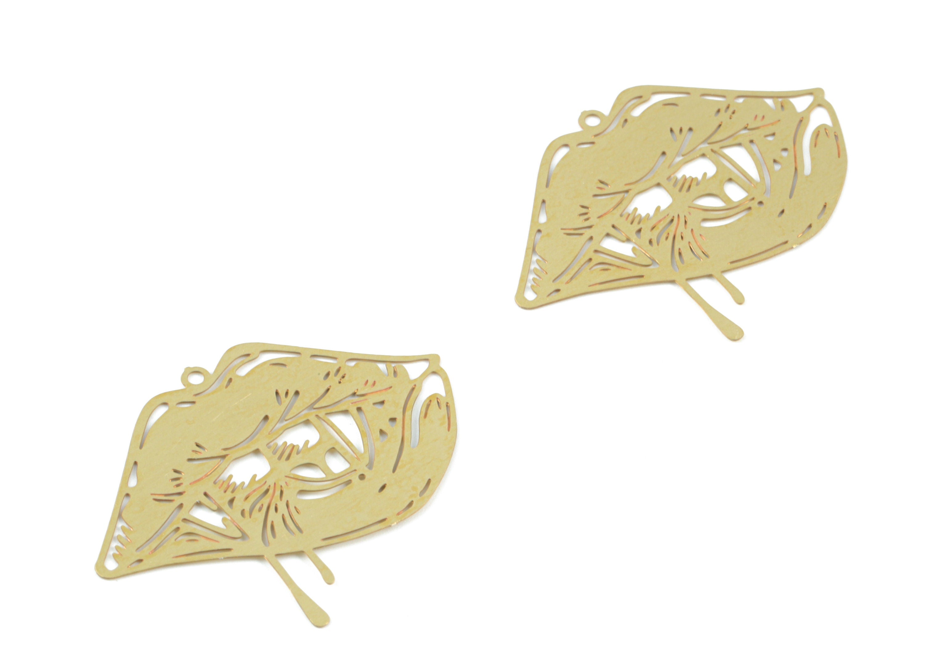 Brass Lip Pendant - Raw Brass Lip Drop Earring Charms - Earring Findings - Jewelry Supplies - 35.42x28.02x0.28mm - JJB6494 - DOMEDBAZAAR