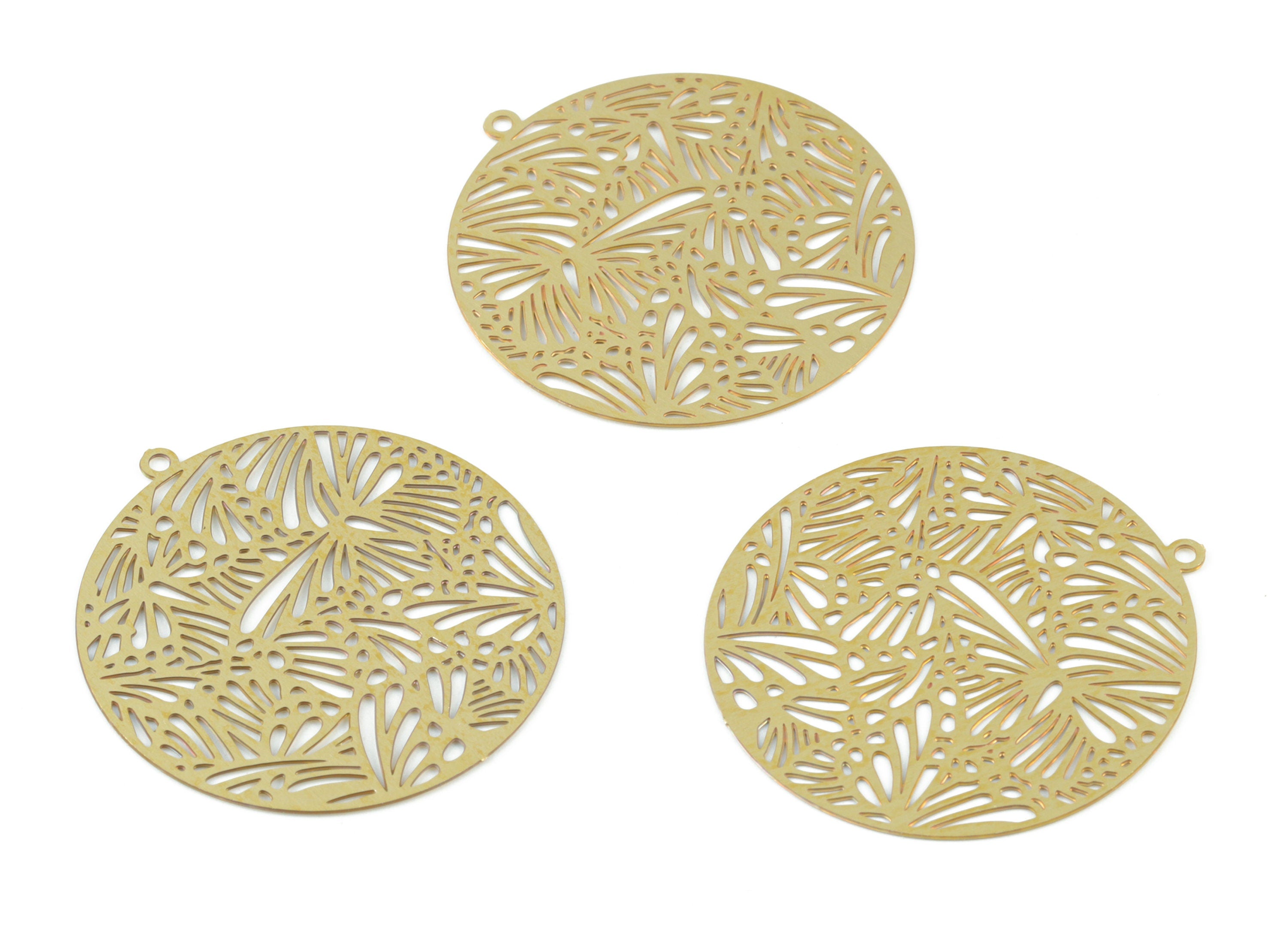 Brass Round Pendant - Raw Brass Circle Earring Charms - Earring Findings - Jewelry Supplies - 32.16x30.04x0.28mm - JJB6502 - DOMEDBAZAAR