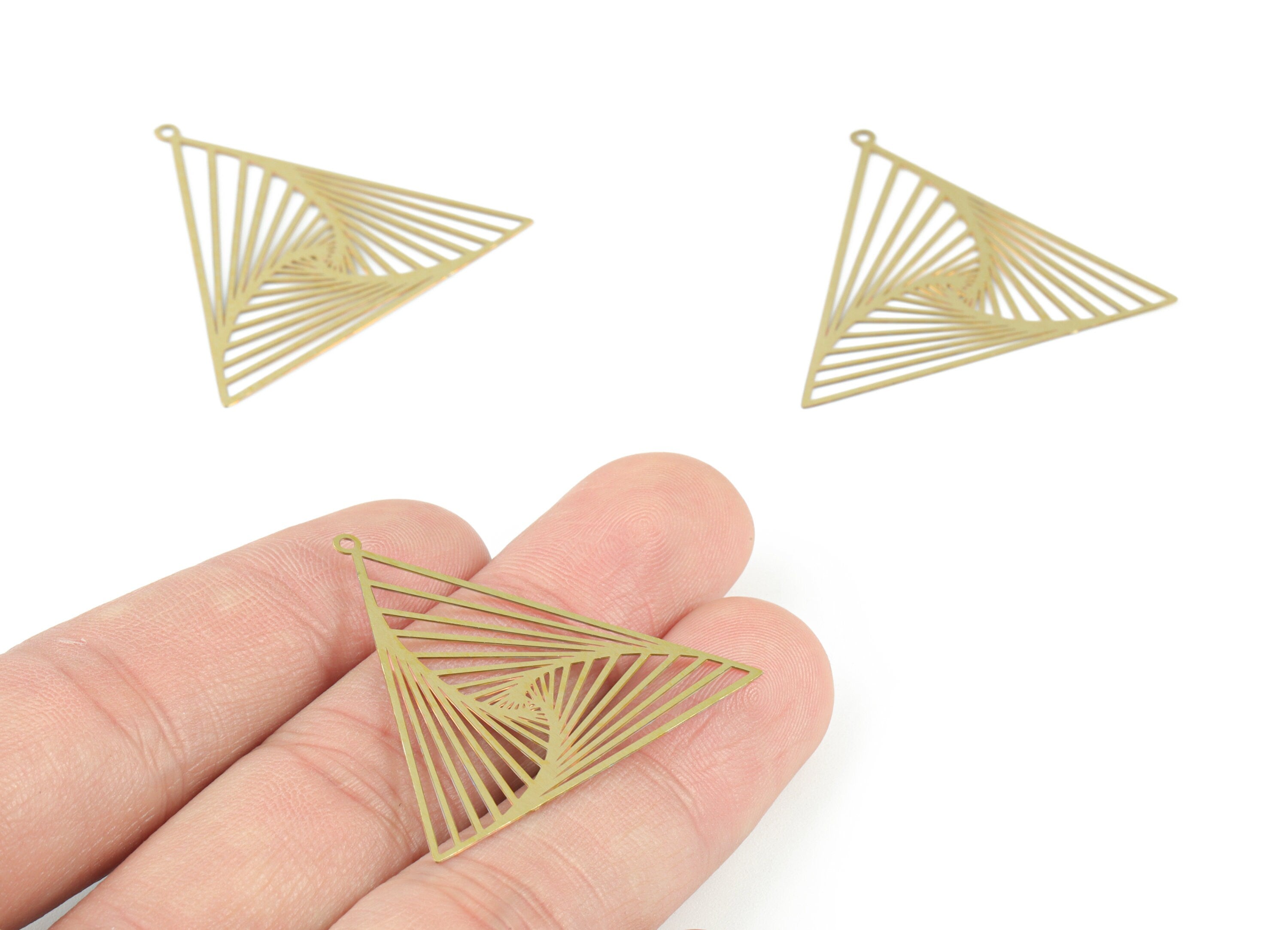 Brass Triangle Pendant - Raw Brass Triangle Earring Charms - Earring Findings - Jewelry Supplies - 37.95x33.31x0.28mm - JJB6487 - DOMEDBAZAAR