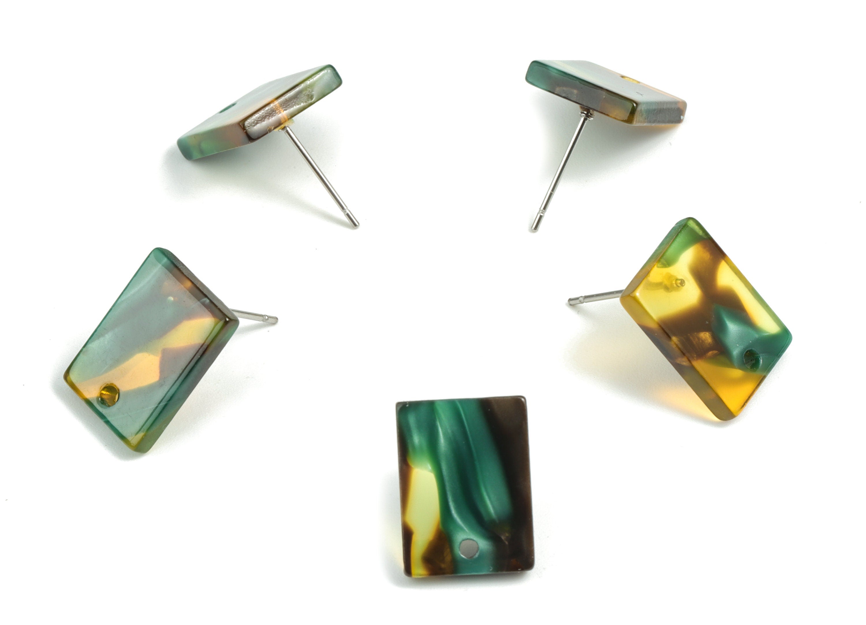 Acetate Rectangle Earring Stud - Rectangle Earring Post - Surgical Stud - Jewelry Supplies - Color Code: A513 - 15.5x11.8x2mm - AC1663-A513 - DOMEDBAZAAR