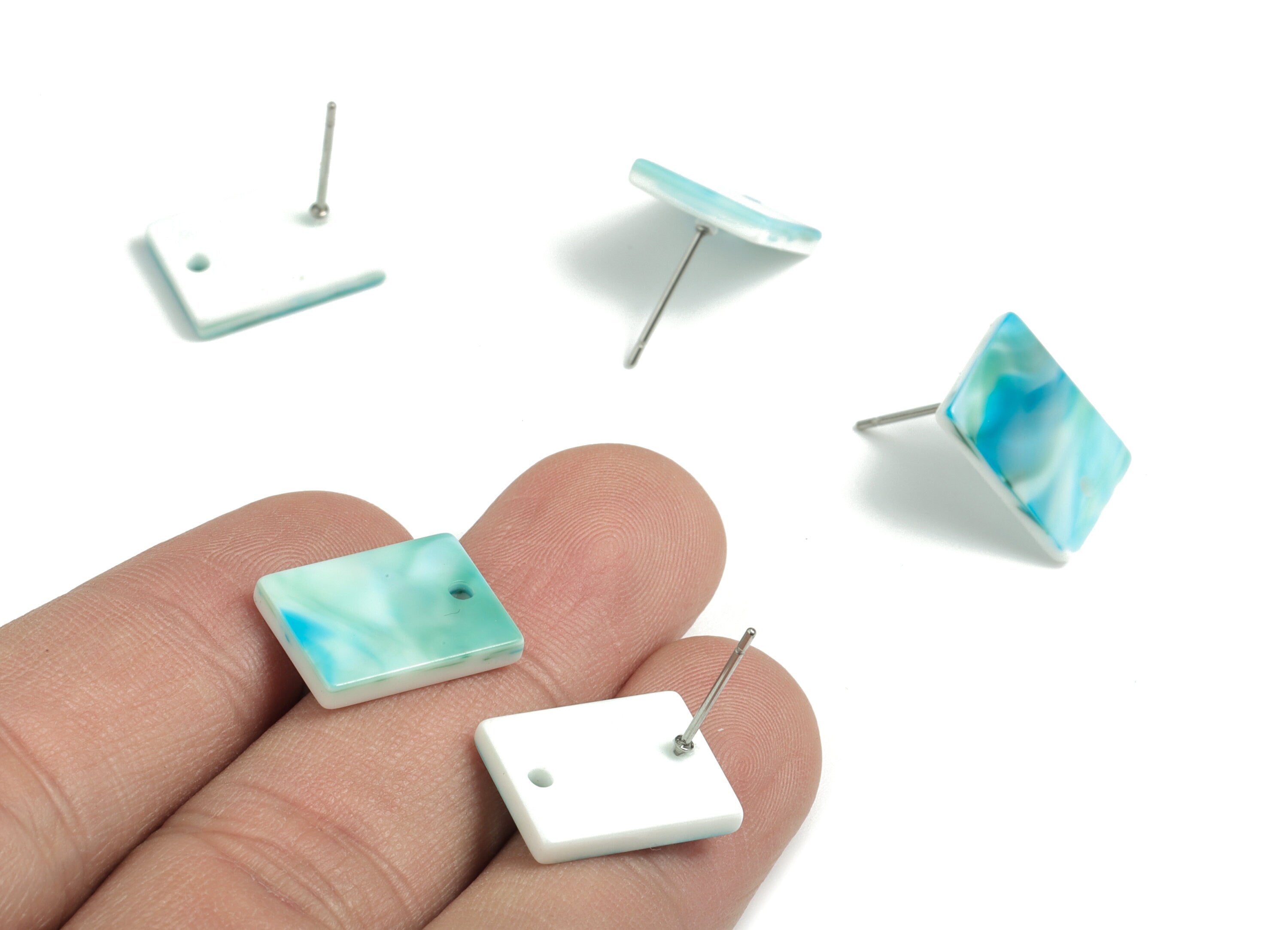 Acetate Rectangle Earring Stud - Rectangle Earring Post - Surgical Stud - Jewelry Supplies - Color Code: A506 - 15.5x11.8x2mm - AC1663-A506 - DOMEDBAZAAR