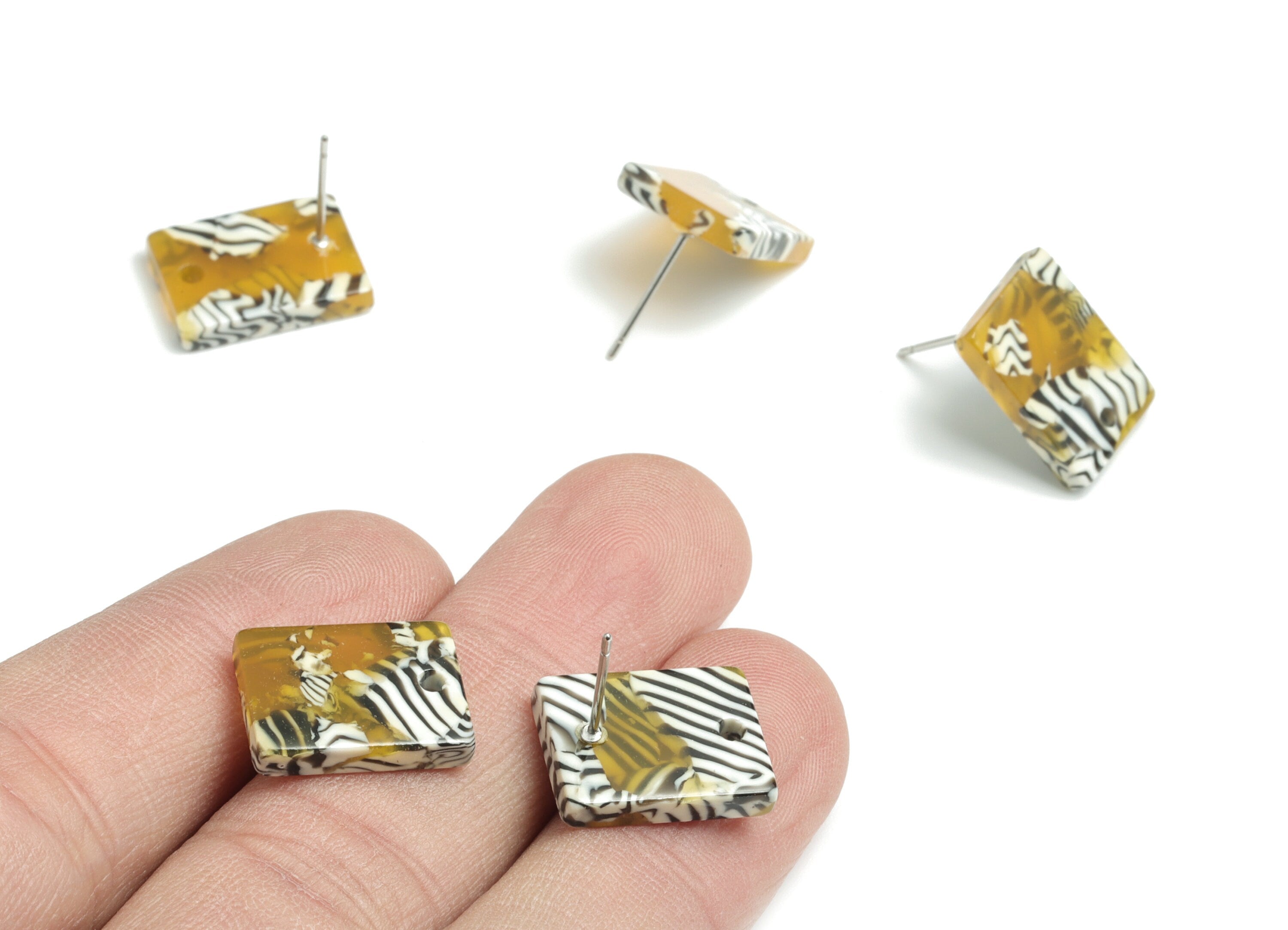 Acetate Rectangle Earring Stud - Rectangle Earring Post - Surgical Stud - Jewelry Supplies - Color Code: A528 - 15.5x11.8x2mm - AC1663-A528 - DOMEDBAZAAR