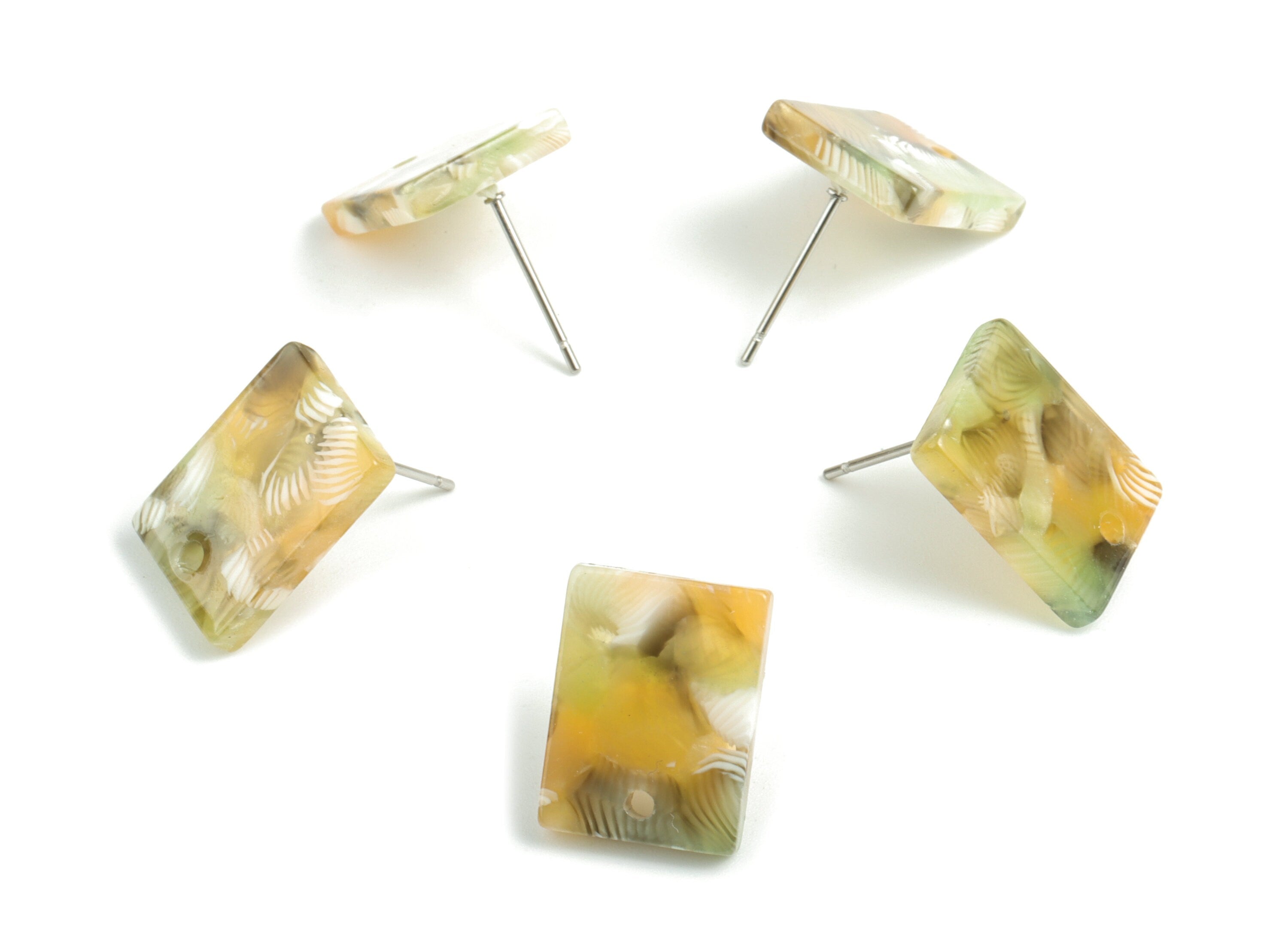 Acetate Rectangle Earring Stud - Rectangle Earring Post - Surgical Stud - Jewelry Supplies - Color Code: A502 - 15.5x11.8x2mm - AC1663-A502 - DOMEDBAZAAR