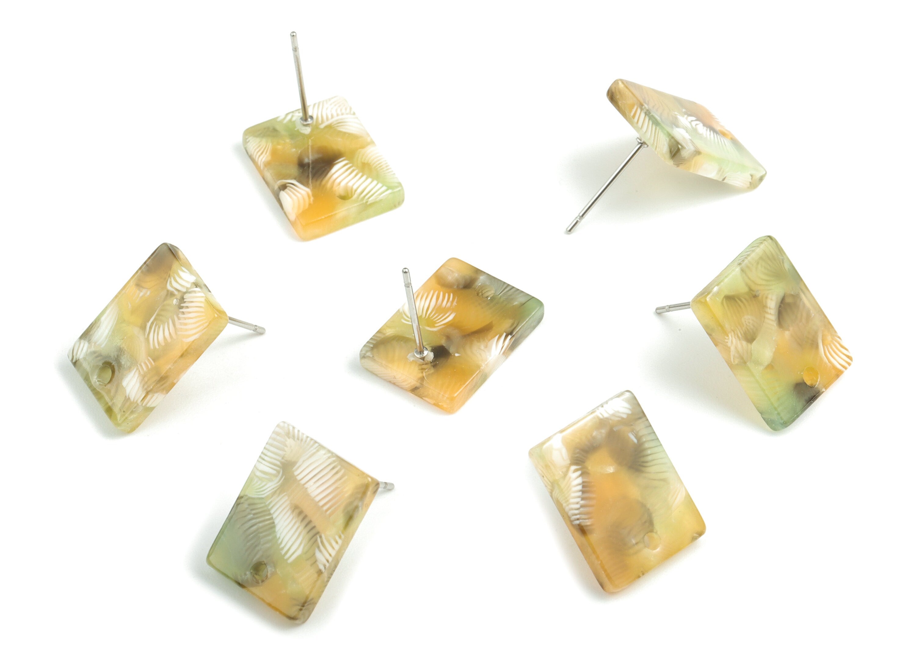 Acetate Rectangle Earring Stud - Rectangle Earring Post - Surgical Stud - Jewelry Supplies - Color Code: A502 - 15.5x11.8x2mm - AC1663-A502 - DOMEDBAZAAR