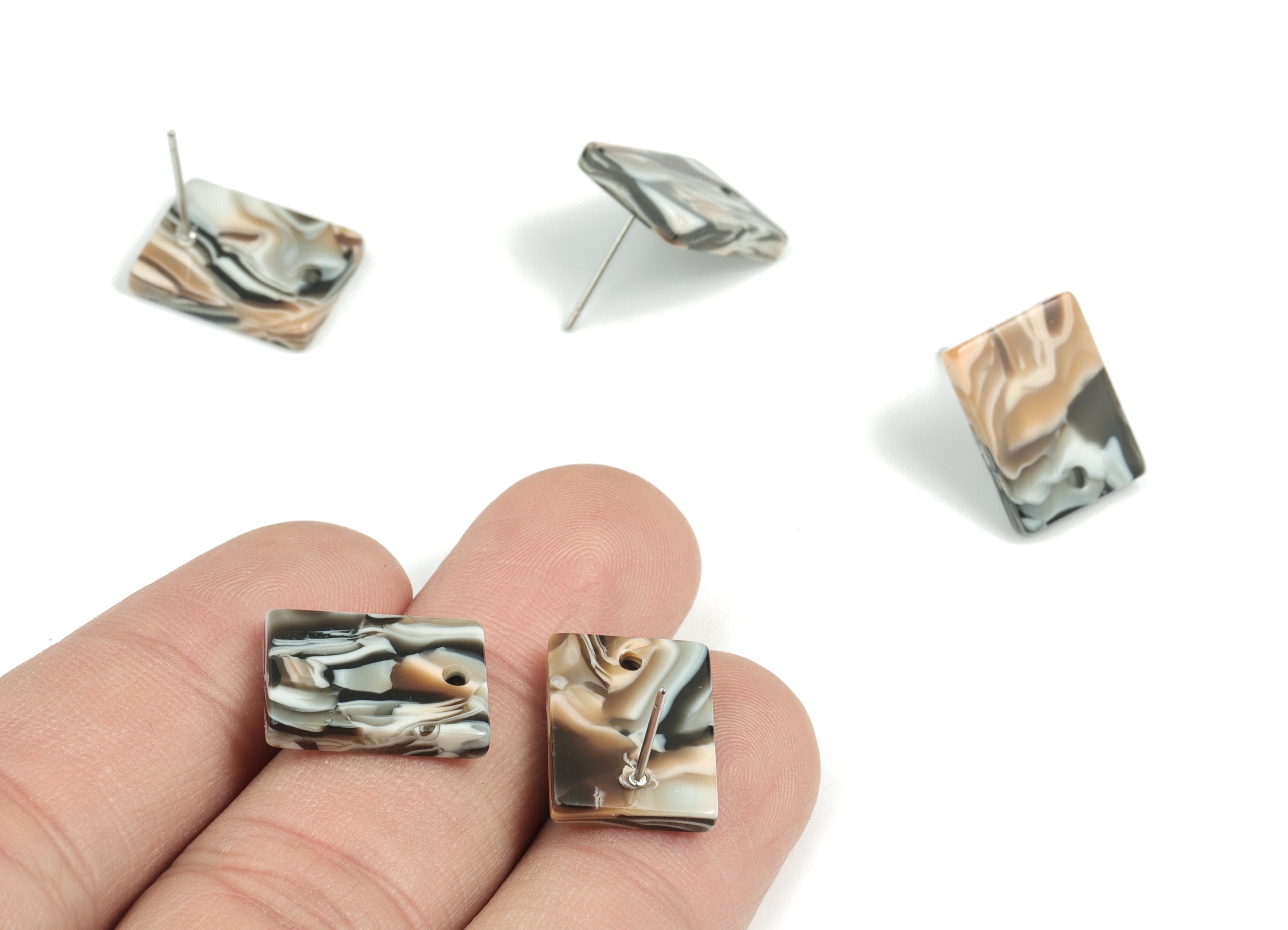 Acetate Rectangle Earring Stud - Rectangle Earring Post - Surgical Stud - Jewelry Supplies - Color Code: A508 - 15.5x11.8x2mm - AC1663-A508 - DOMEDBAZAAR