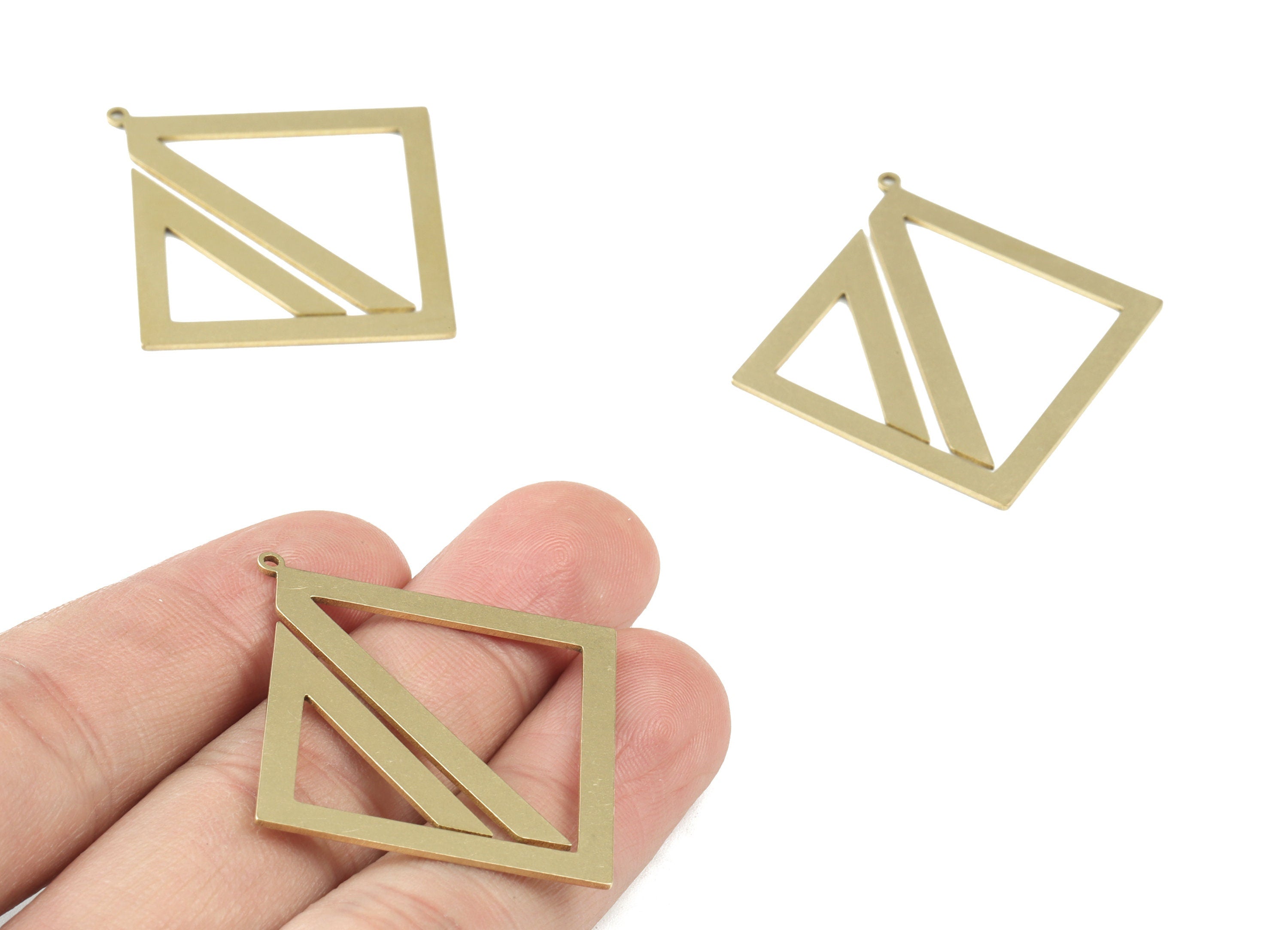 Square triangles Pendant - Raw Brass Square Triangle Earring Charms - Jewelry Making Supplies - 44x42x0.8mm - PPM3544 - DOMEDBAZAAR