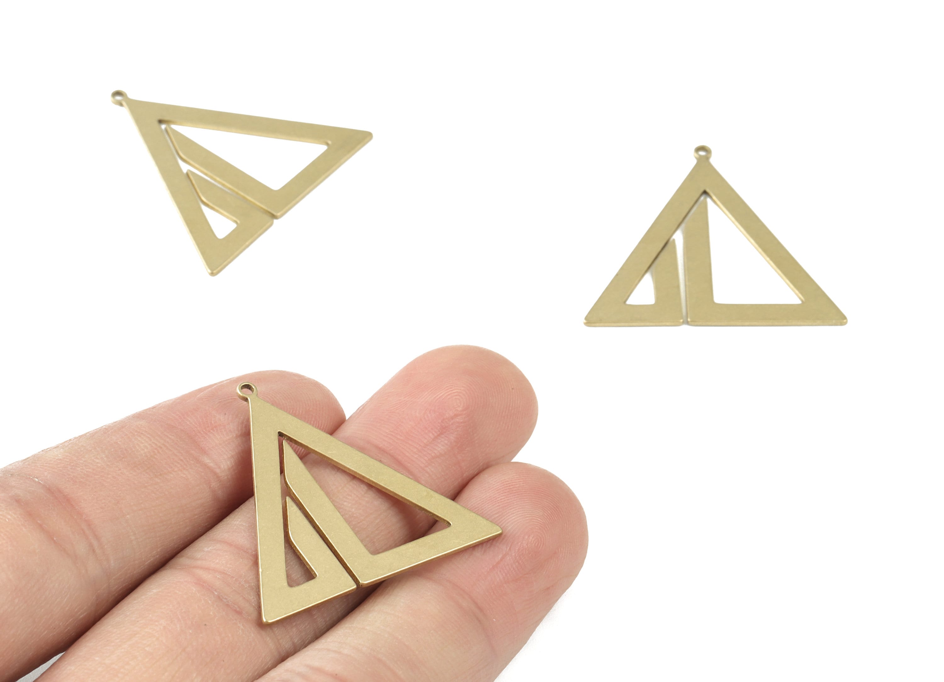 Brass Triangles Pendant - Raw Brass Triangle Earring Charms - Jewelry Making Supplies - 31x29x0.8mm - PPM3531 - DOMEDBAZAAR