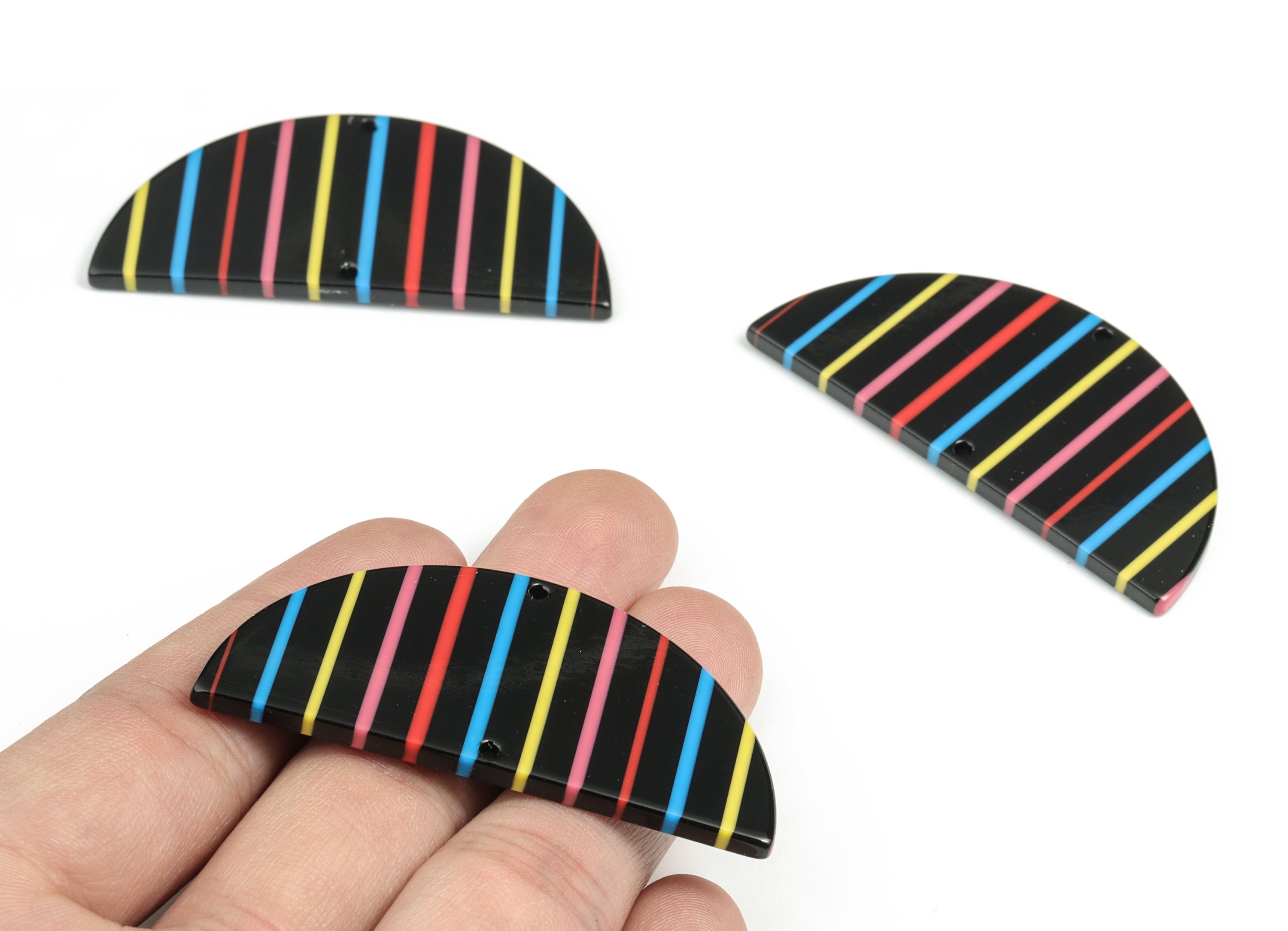 Acetate Semicircle Connectors - 2 Holes - Half Moon Connector - Jewelry Supplies - Color Code:A141 - 57.72x28.55x2.66mm - AC1805-A141 - DOMEDBAZAAR