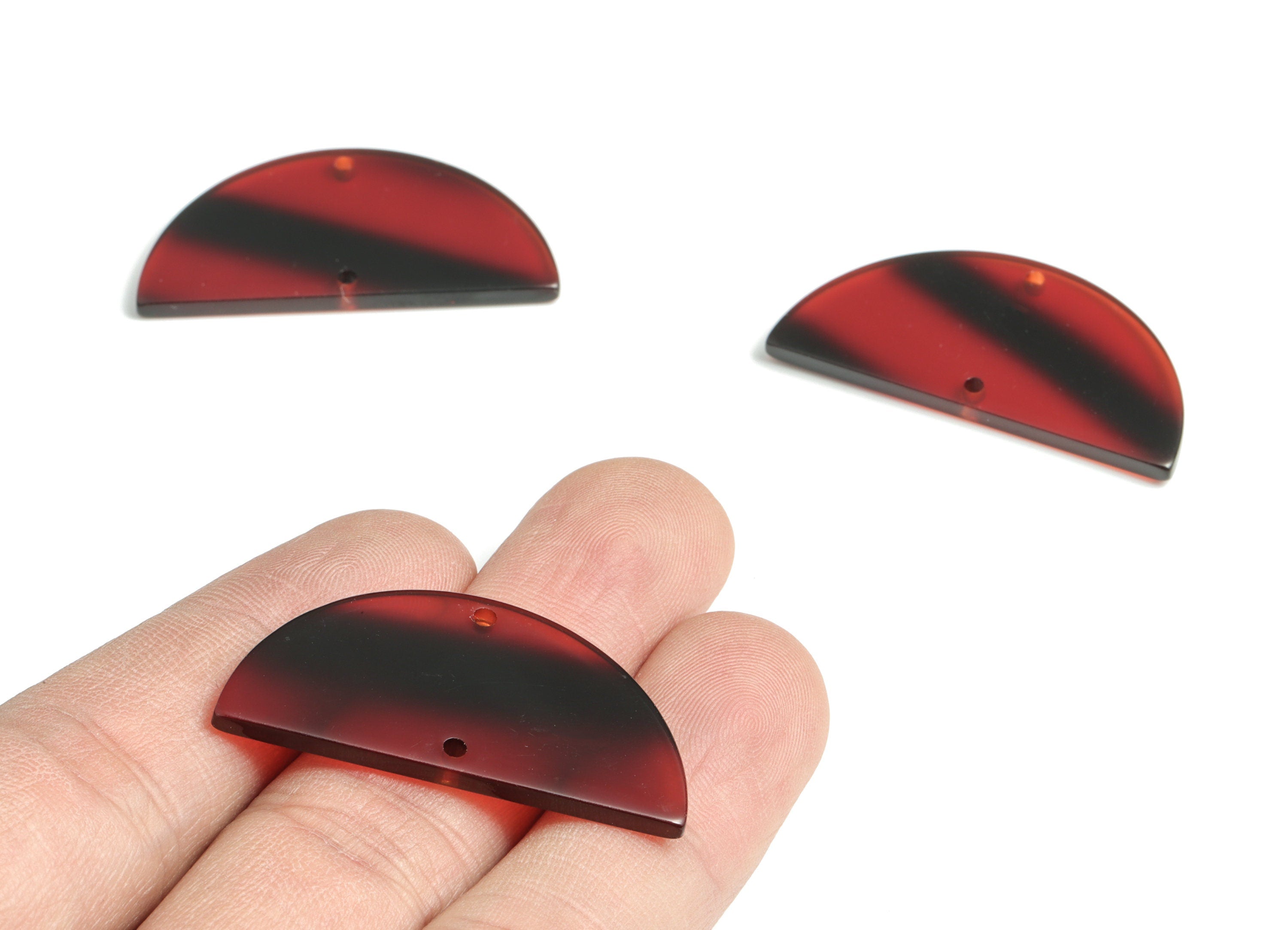 Acetate Semicircle Connectors - Half Moon Earrings Charms - Jewelry Supplies - 2 Holes - Color Code:A288 - 37.63x18.78x2.41mm - AC1794-A288 - DOMEDBAZAAR