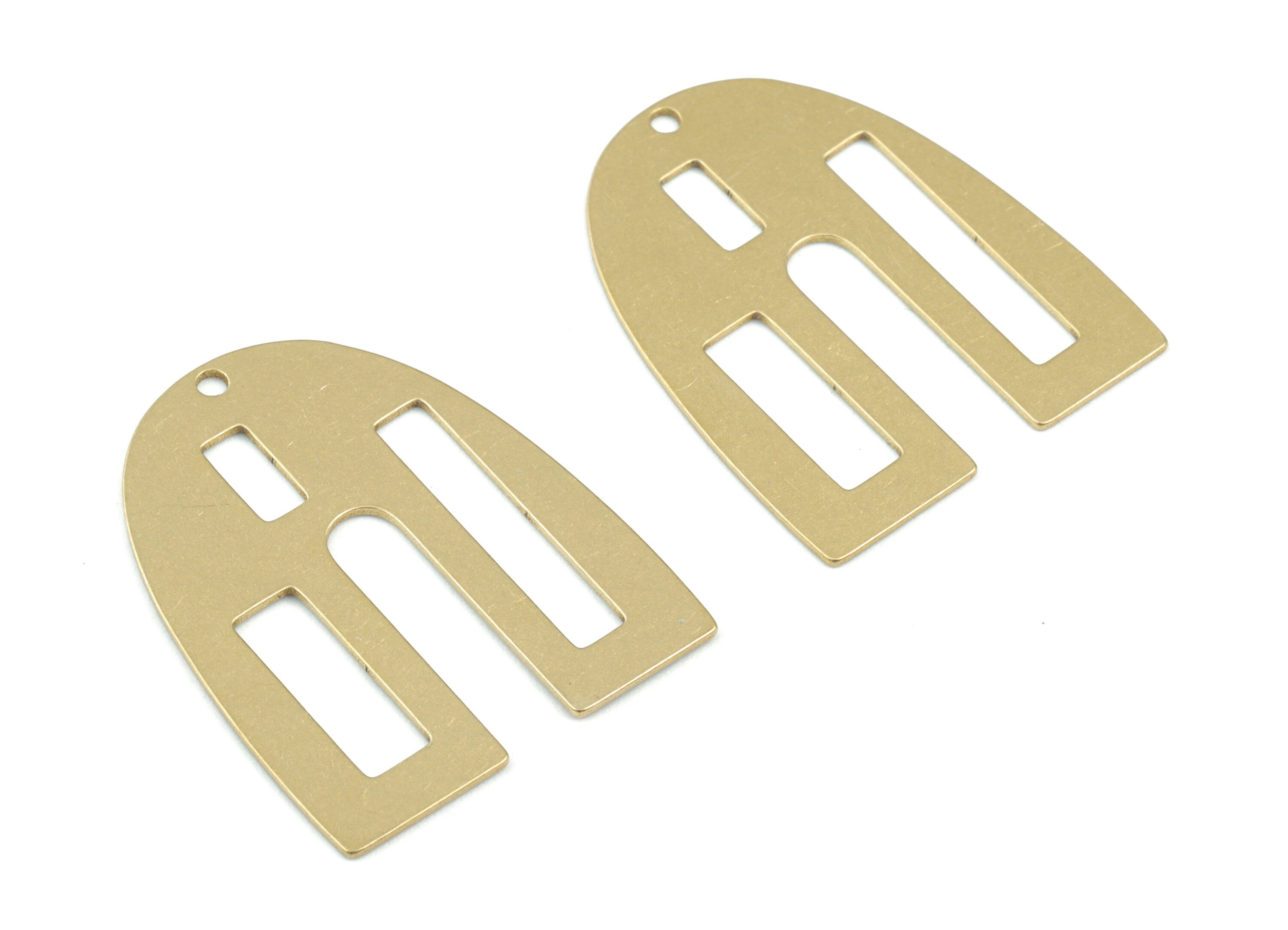 Rectangles Domed Pendant - Raw Brass Half Oval Earring Charms - Jewelry Making Supplies - 28x23x0.6mm - PPM3688 - DOMEDBAZAAR