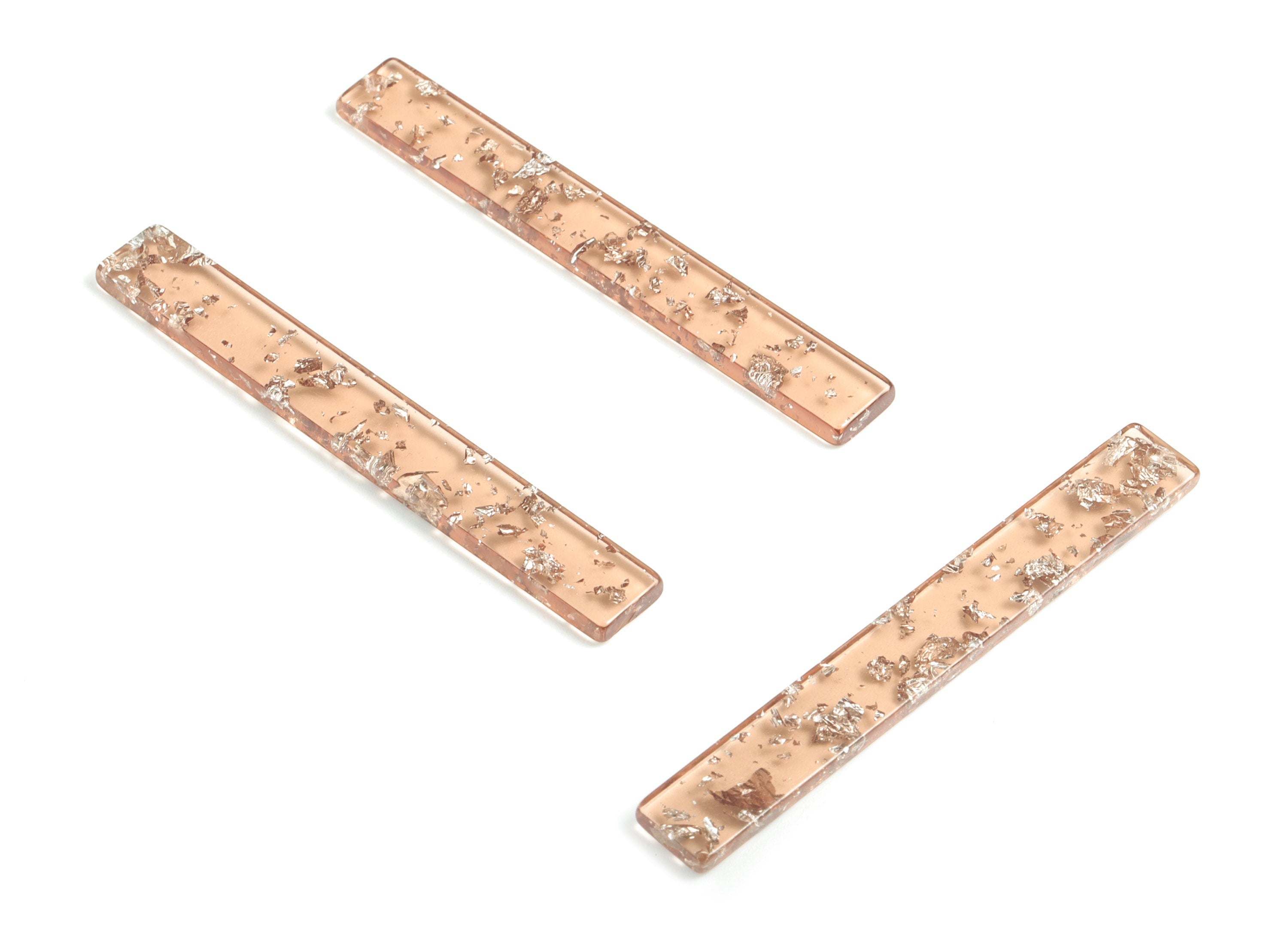 Acrylic Stick Charms - Brown Silver foil & Confetti - Bar Earrings and Pendant - Color Code: A509 - 59.7x7.8x2.5mm - AC1049-A509 - DOMEDBAZAAR