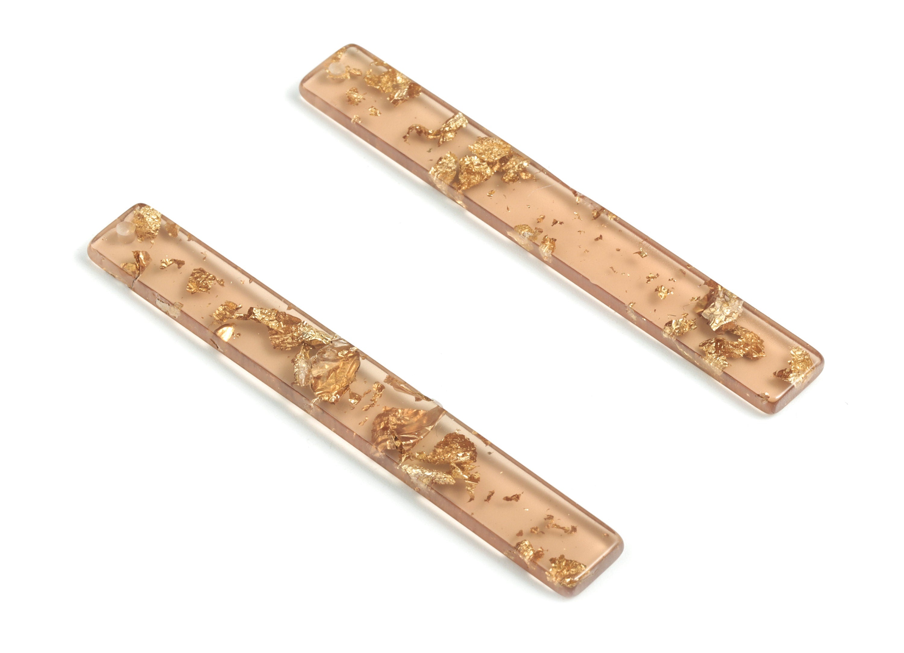 Acrylic Stick Charms - Brown Gold foil & Confetti - Bar Earrings and Pendant - Color Code: A518 - 59.7x7.8x2.5mm - AC1049-A518 - DOMEDBAZAAR