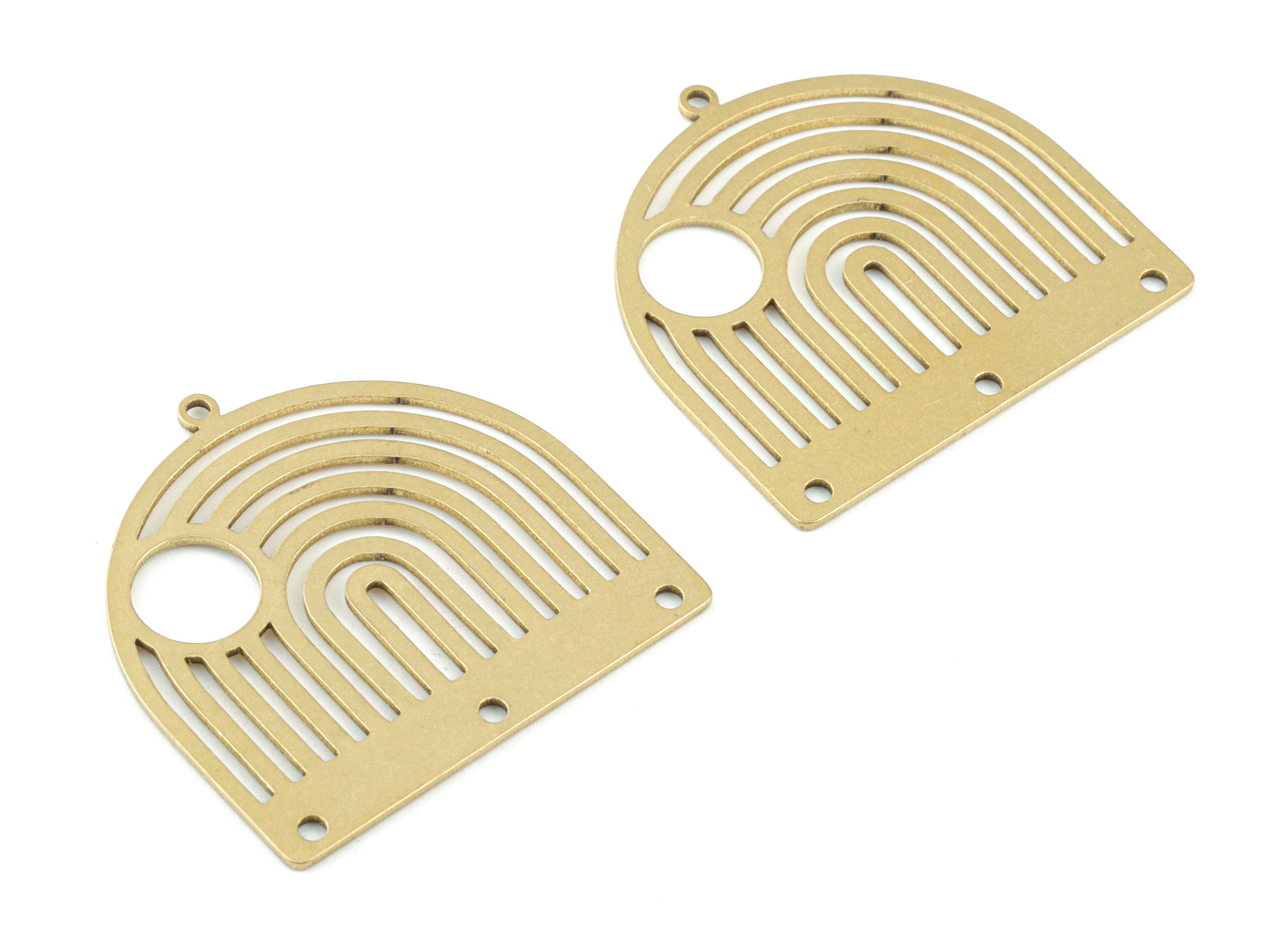 Rainbow Domed Earring Connector - Raw Brass Domed Rainbow Sun Charms - Semicircle Charm - Jewelry Making Supplies - 30x30x0.8mm - PPM3574 - DOMEDBAZAAR