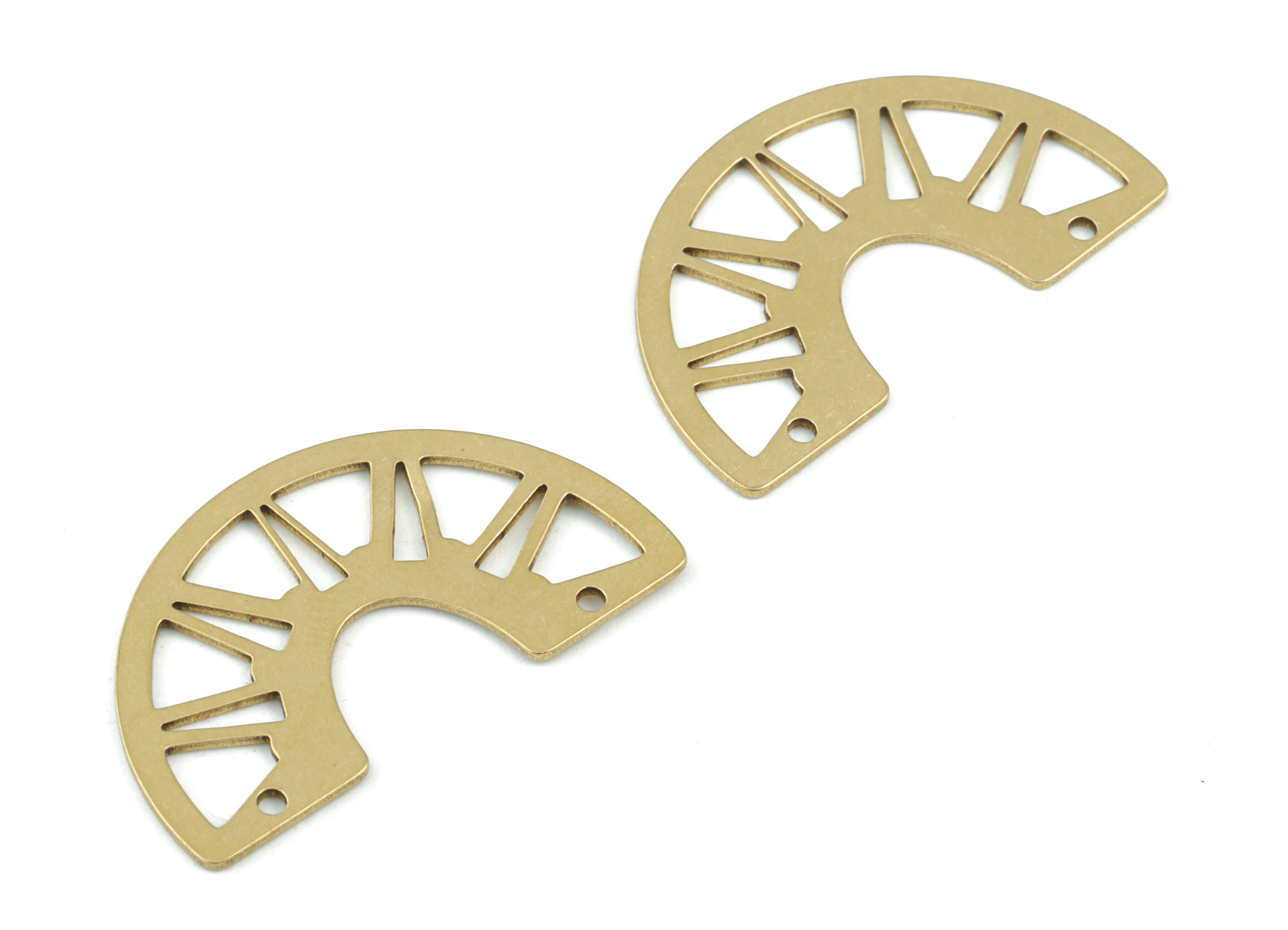 Half Moon Earring Connector - Raw Brass Semicircle Charms - Jewelry Making Supplies - 30x17x0.7mm - PPM3576 - DOMEDBAZAAR