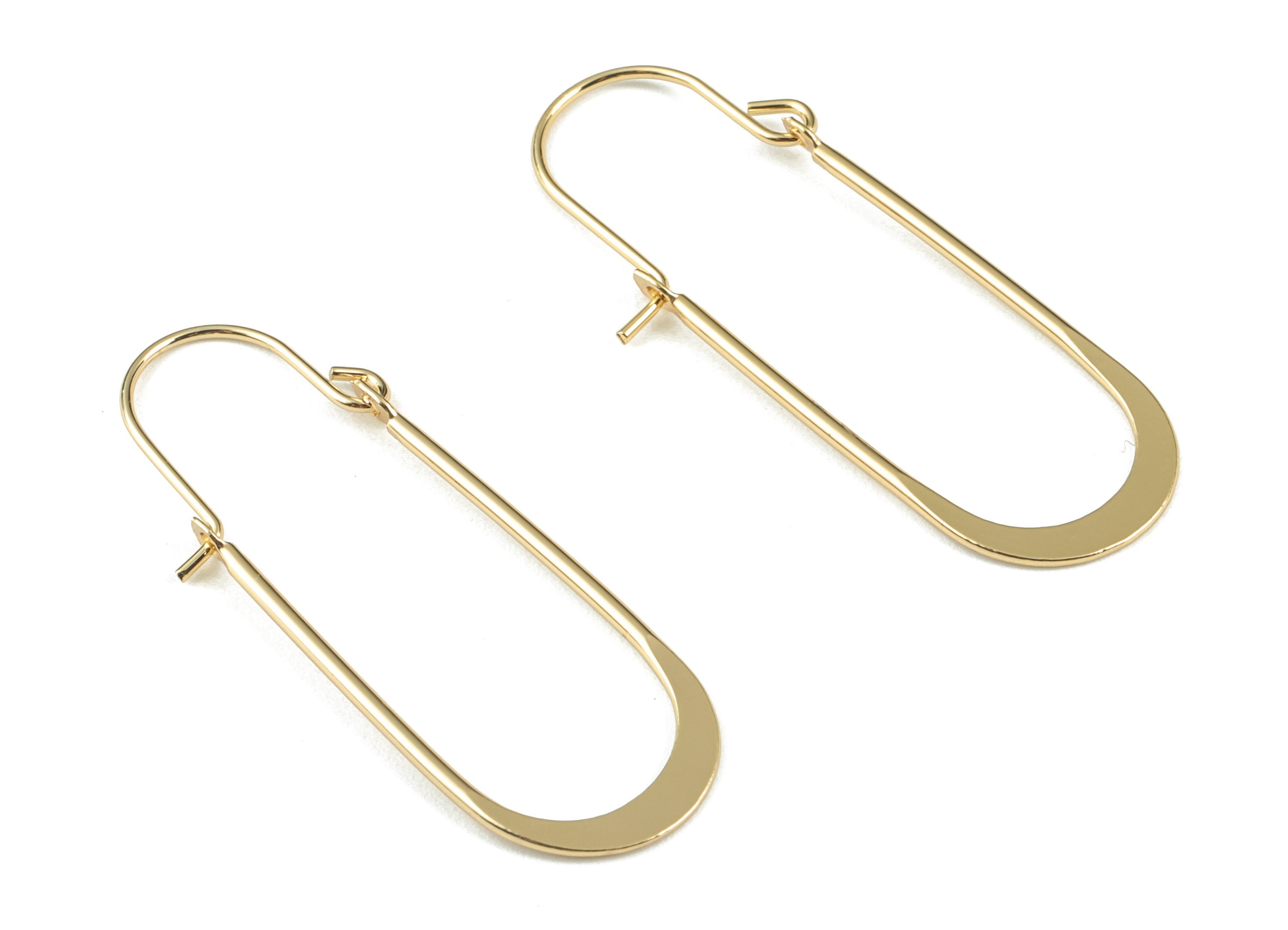 Gold Hammered Earring Wire - 18K Real Gold Brass Earrings - Earring Findings - Jewelry Supplies - 41.16x14.15x2.34mm - RGP2734 - DOMEDBAZAAR