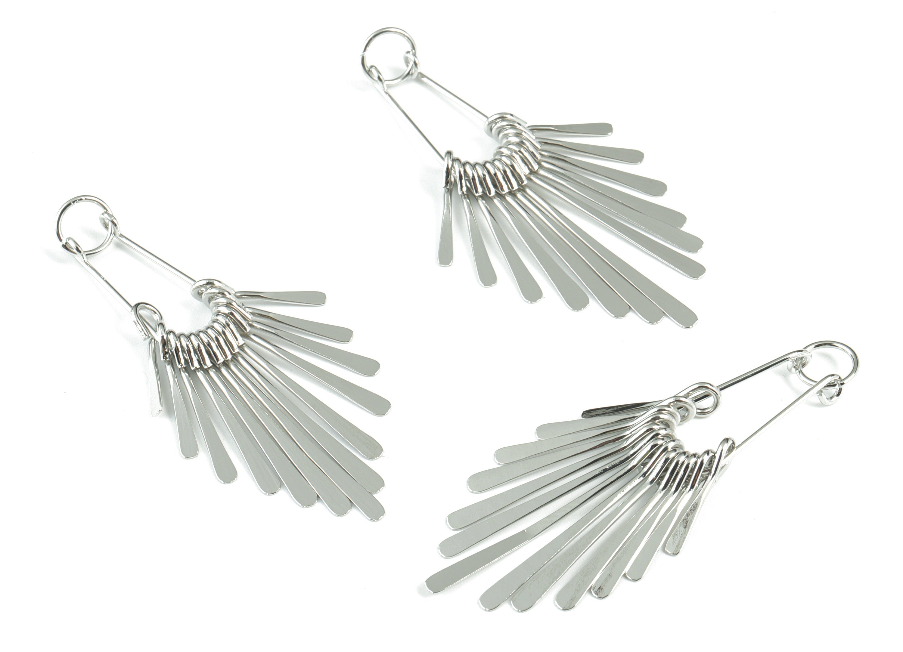 Silver Fringed Earring Charms - 18K Real White Gold Brass Hammered Fringed Trim Charms - Jewelry Supplies - 56.96x26.05x2.63mm - RGP2732S - DOMEDBAZAAR