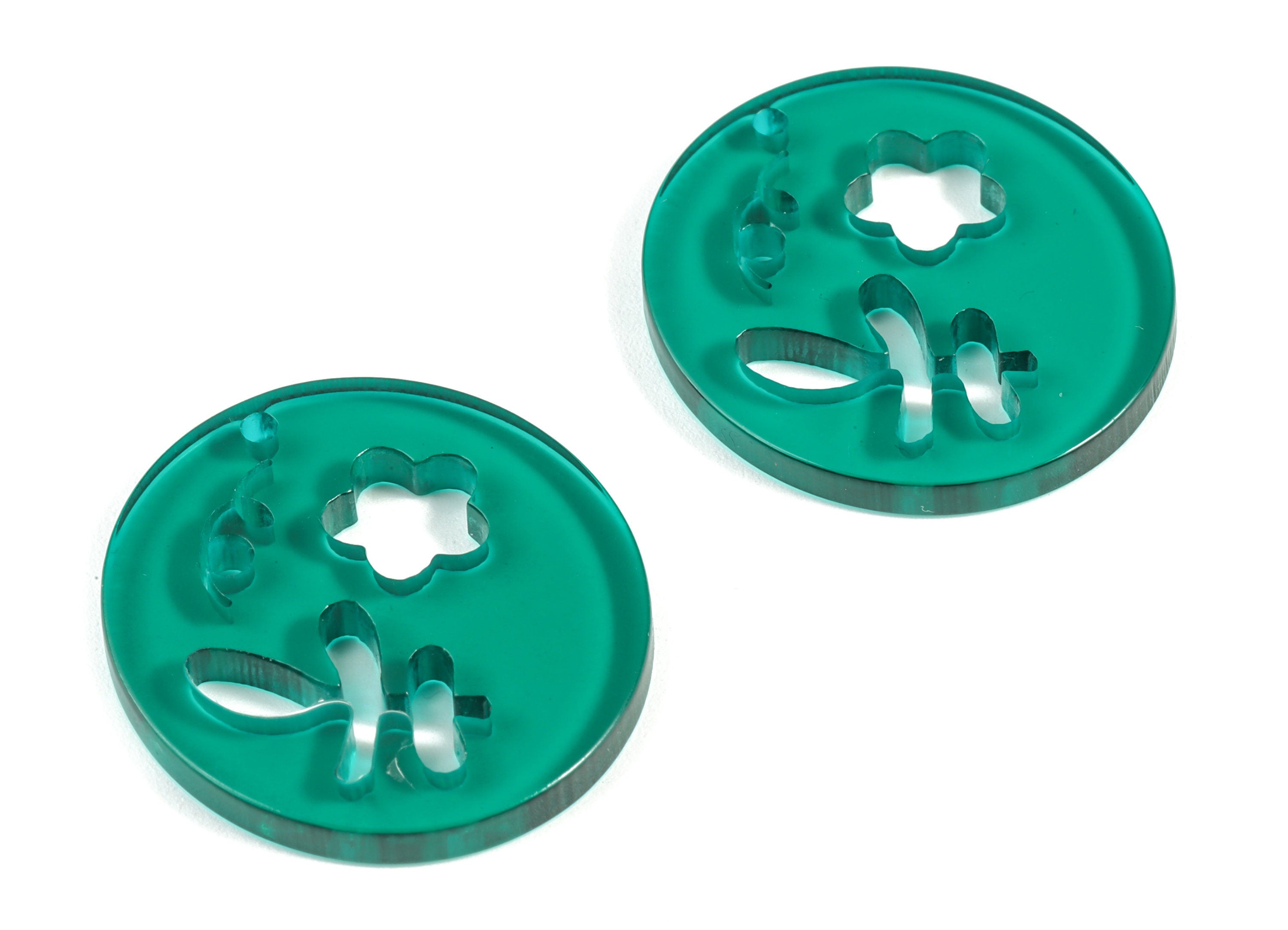 Acrylic Flower Earring Charms - Acrylic Green Leaf Earring Charms - Jewelry Supplies - Color Code:A463- 29.83x27.85x3.01mm - AC2139-A463 - DOMEDBAZAAR