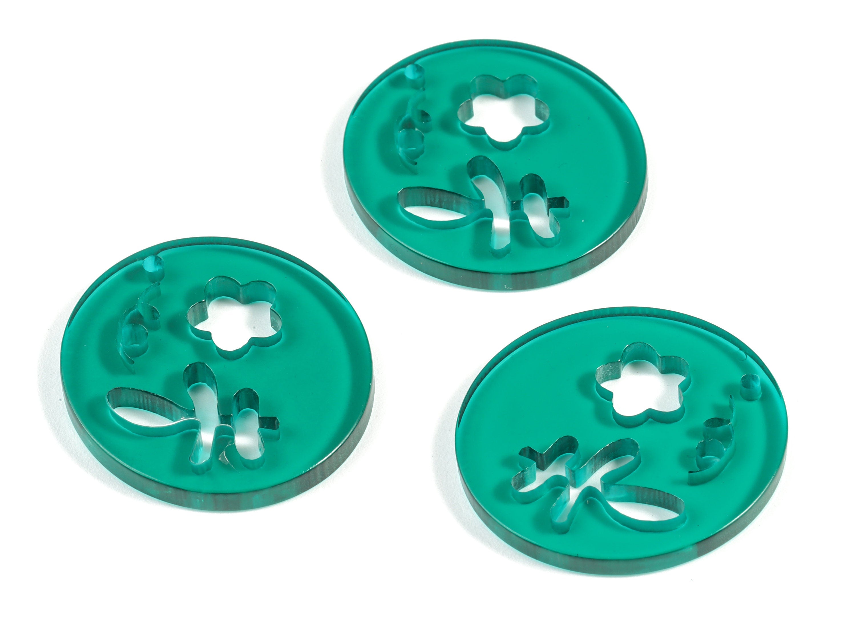 Acrylic Flower Earring Charms - Acrylic Green Leaf Earring Charms - Jewelry Supplies - Color Code:A463- 29.83x27.85x3.01mm - AC2139-A463 - DOMEDBAZAAR