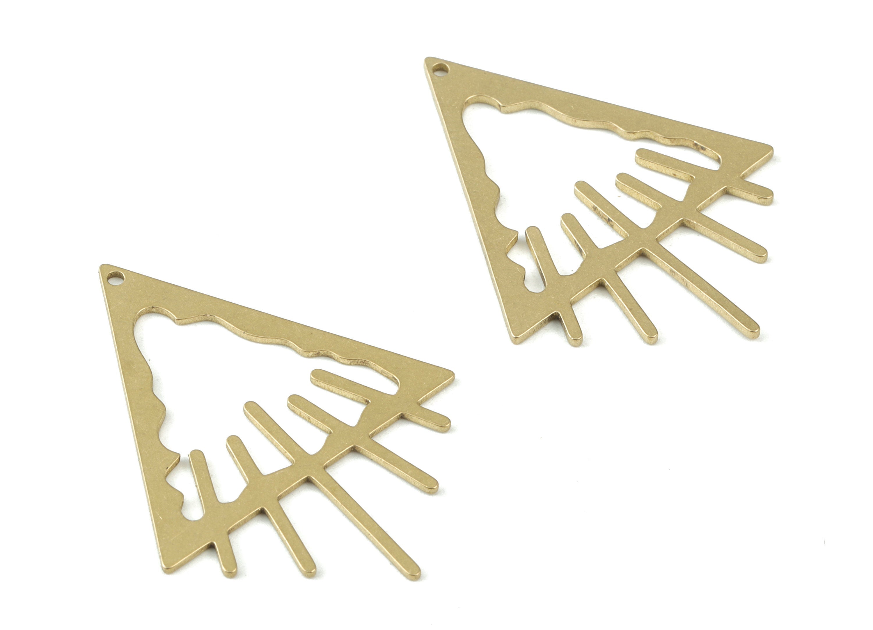 Triangle Earring Charms - Raw Brass Triangle Pendant - Jewelry Making Supplies - 38x29x1mm - PPM3511 - DOMEDBAZAAR