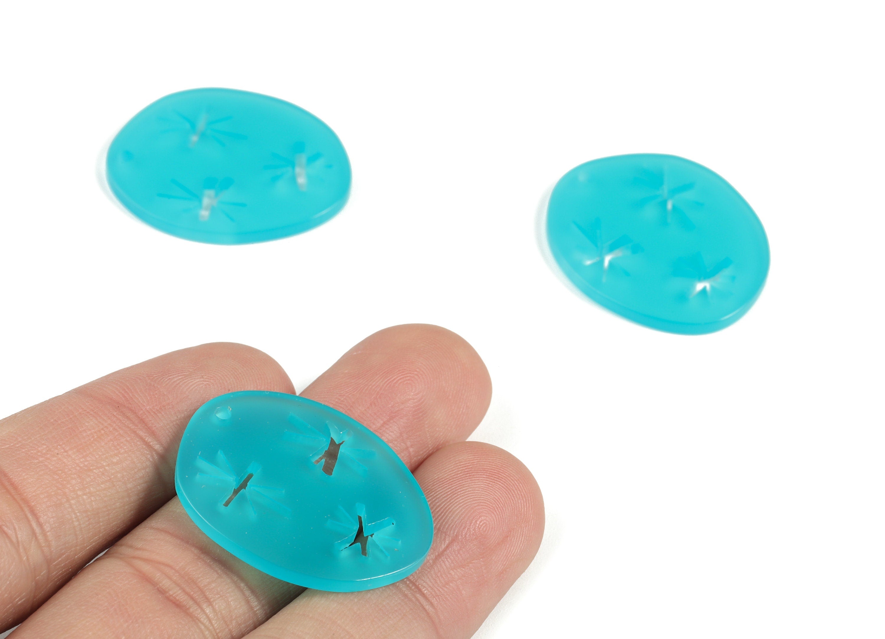 Bead door window curtain - Acrylic Snowflake Round Aqua wind bell chimes - Round Earring Charms - Color Code:A531- 29x24x3mm - AC2131-A531 - DOMEDBAZAAR