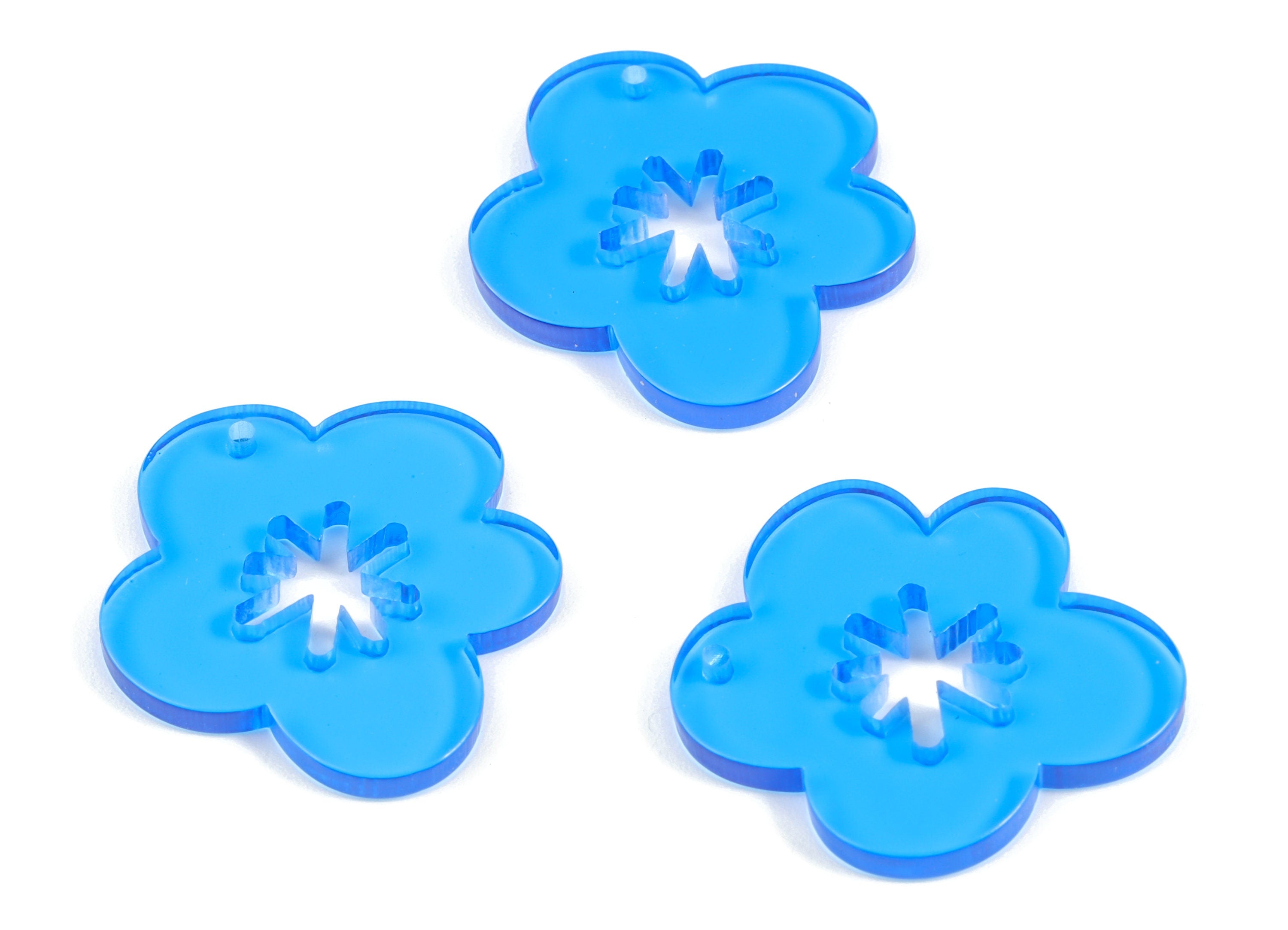 Acrylic Snowflake Flower Earring Charms - Acrylic Blue Flower Earrings - Jewelry Supplies - Color Code:A464- 30.62x27.82x2.6mm - AC2132-A464 - DOMEDBAZAAR