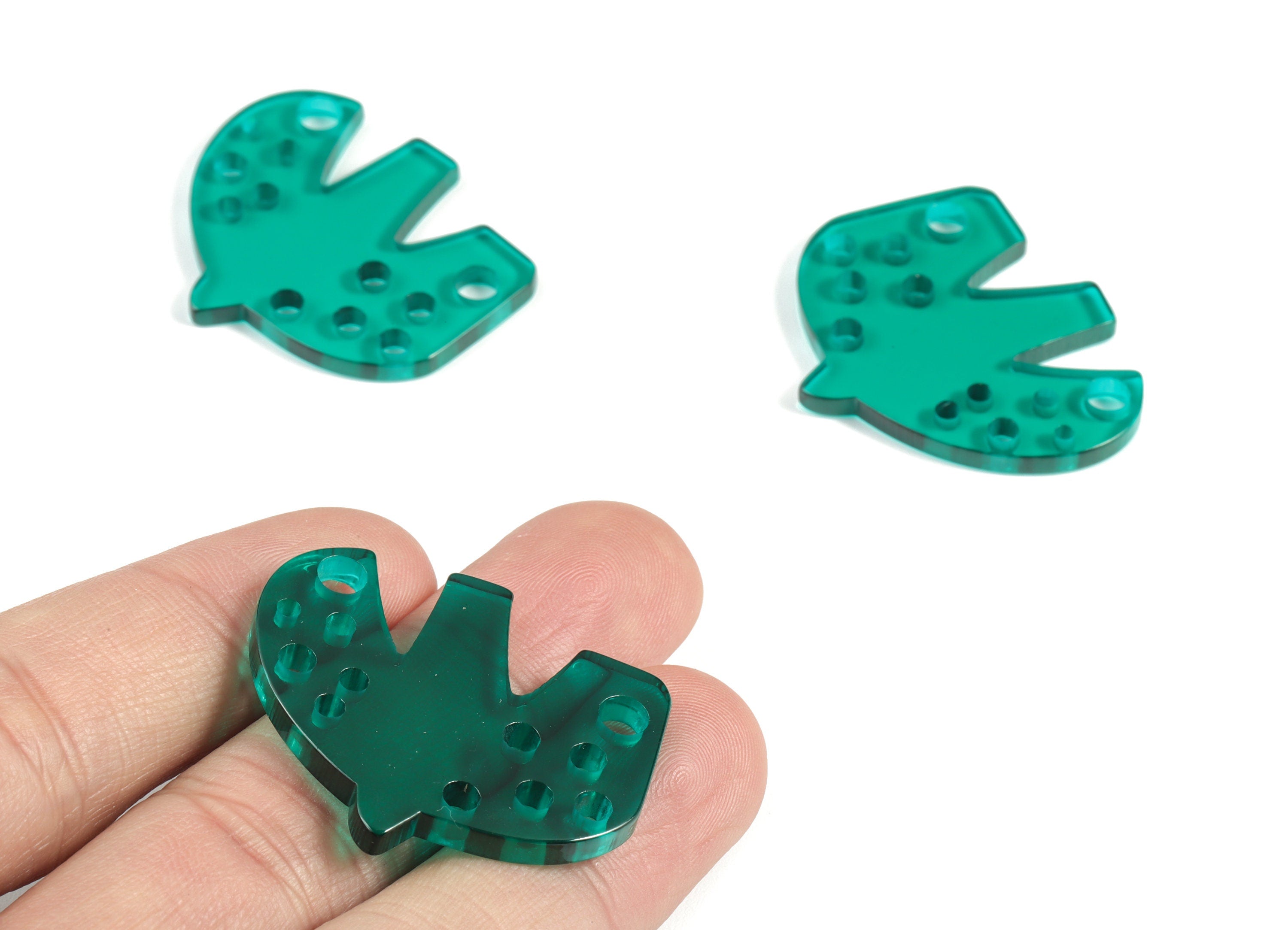 Acrylic Bird Earring Connector - Acrylic Green Bird Earring Charms - Jewelry Supplies - Color Code:A463- 33.91x29.84x2.21mm - AC2140-A463 - DOMEDBAZAAR