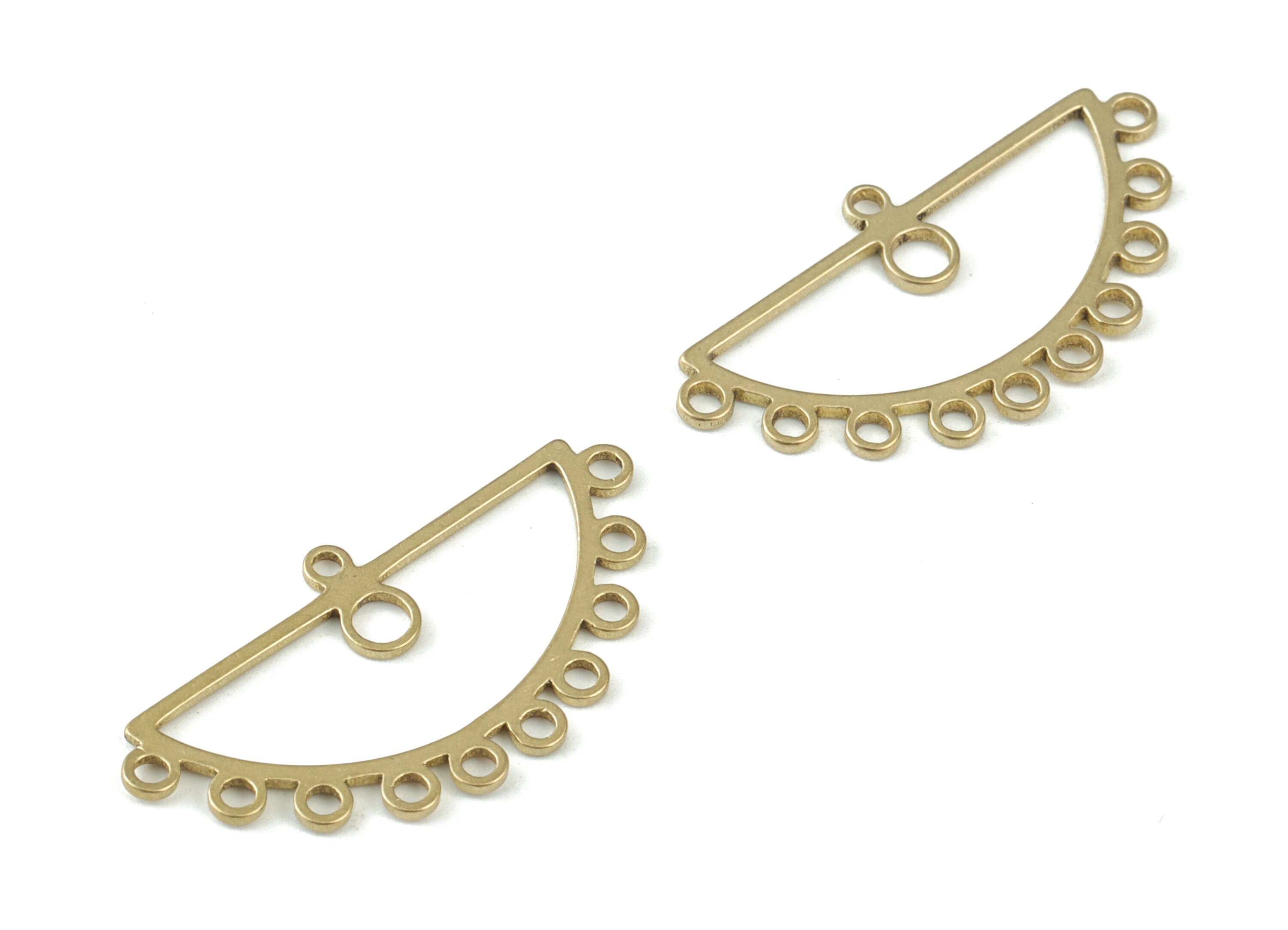 Brass Eyelash Earring Connector - Raw Brass Half Round Charms - Semicircle Earrings -Jewelry Making Supplies - 30x15x0.8mm - PPM3493 - DOMEDBAZAAR