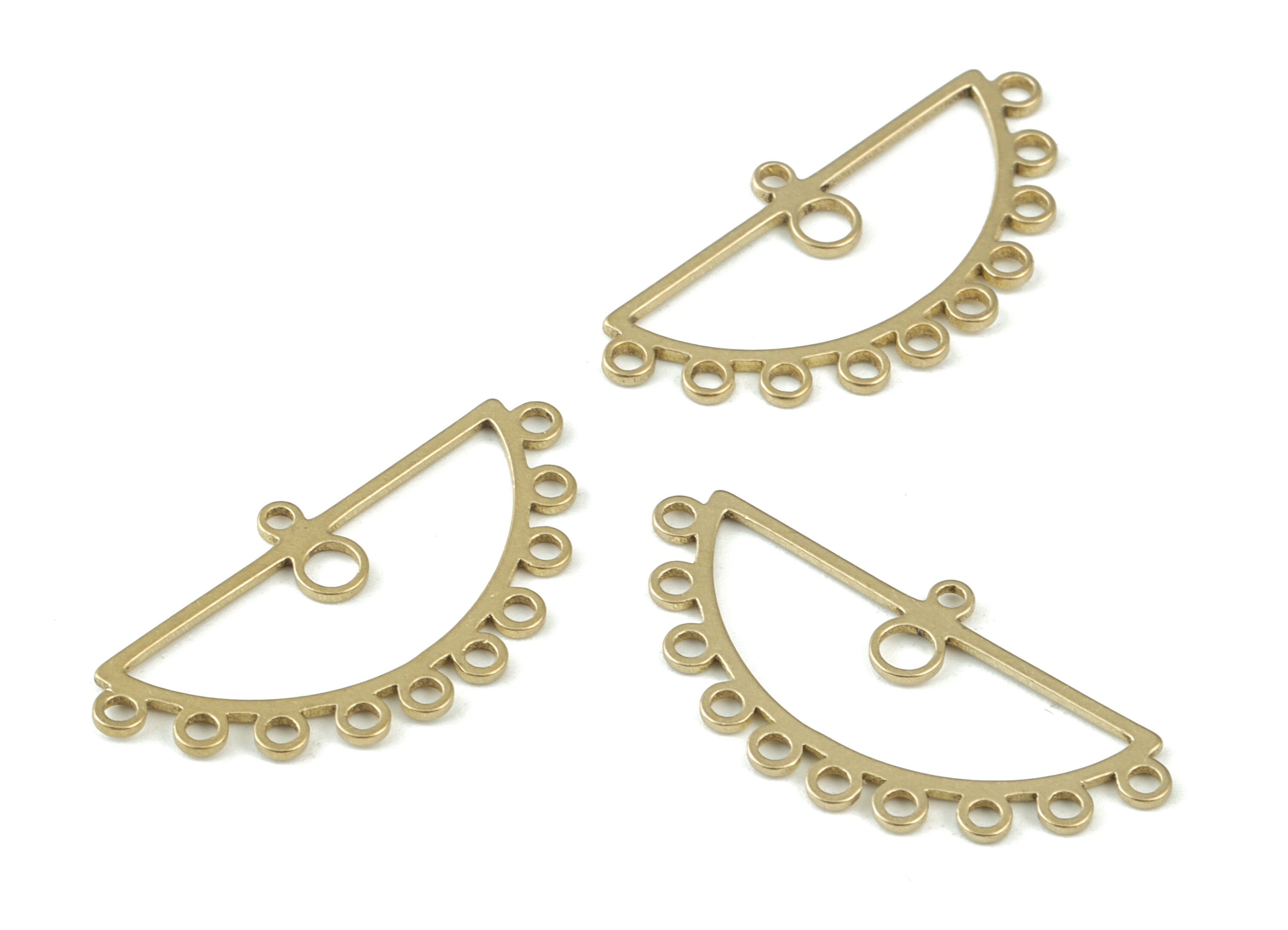 Brass Eyelash Earring Connector - Raw Brass Half Round Charms - Semicircle Earrings -Jewelry Making Supplies - 30x15x0.8mm - PPM3493 - DOMEDBAZAAR