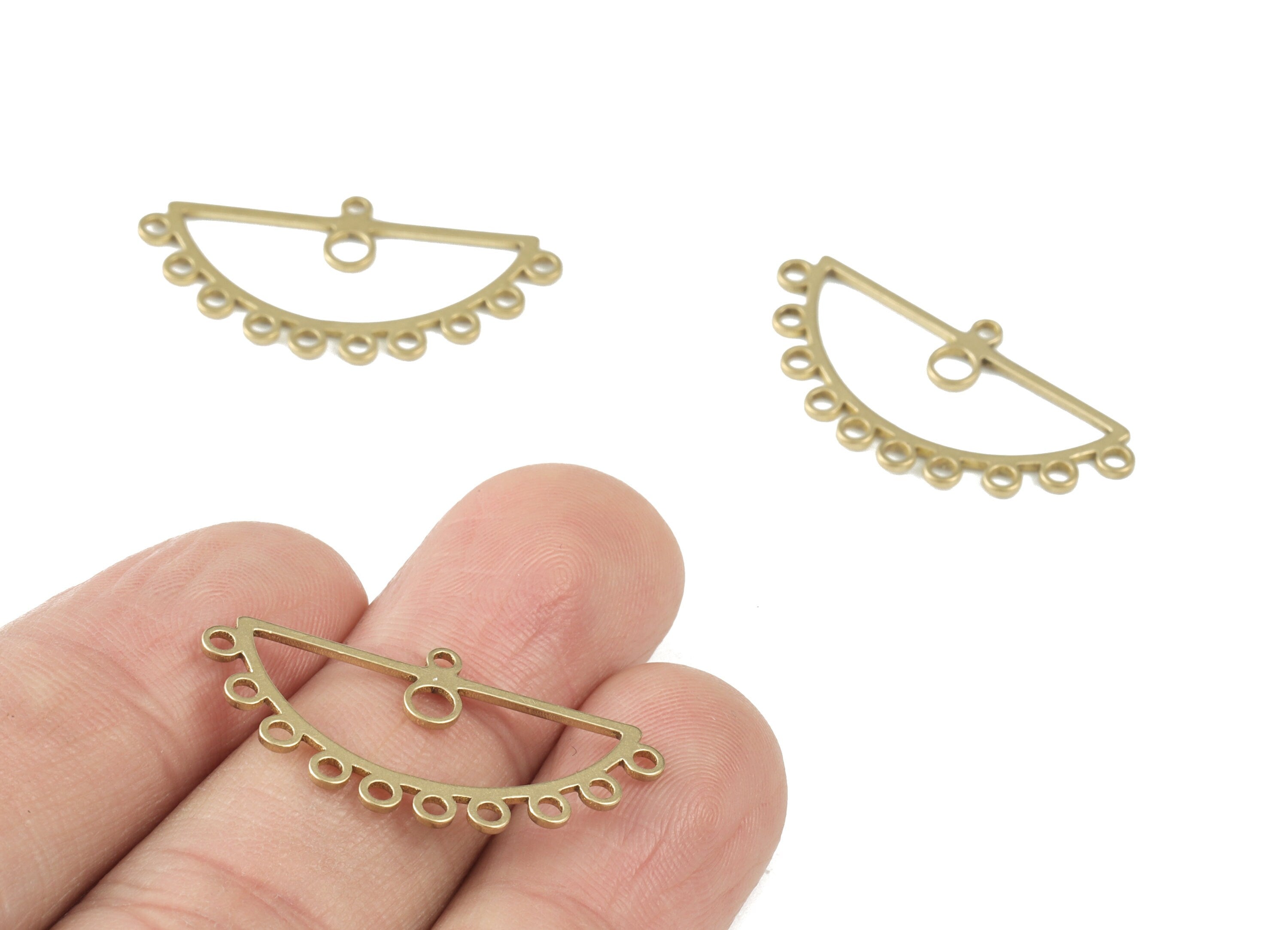 Brass Eyelash Earring Connector - Raw Brass Half Round Charms - Semicircle Earrings -Jewelry Making Supplies - 30x15x0.8mm - PPM3493 - DOMEDBAZAAR