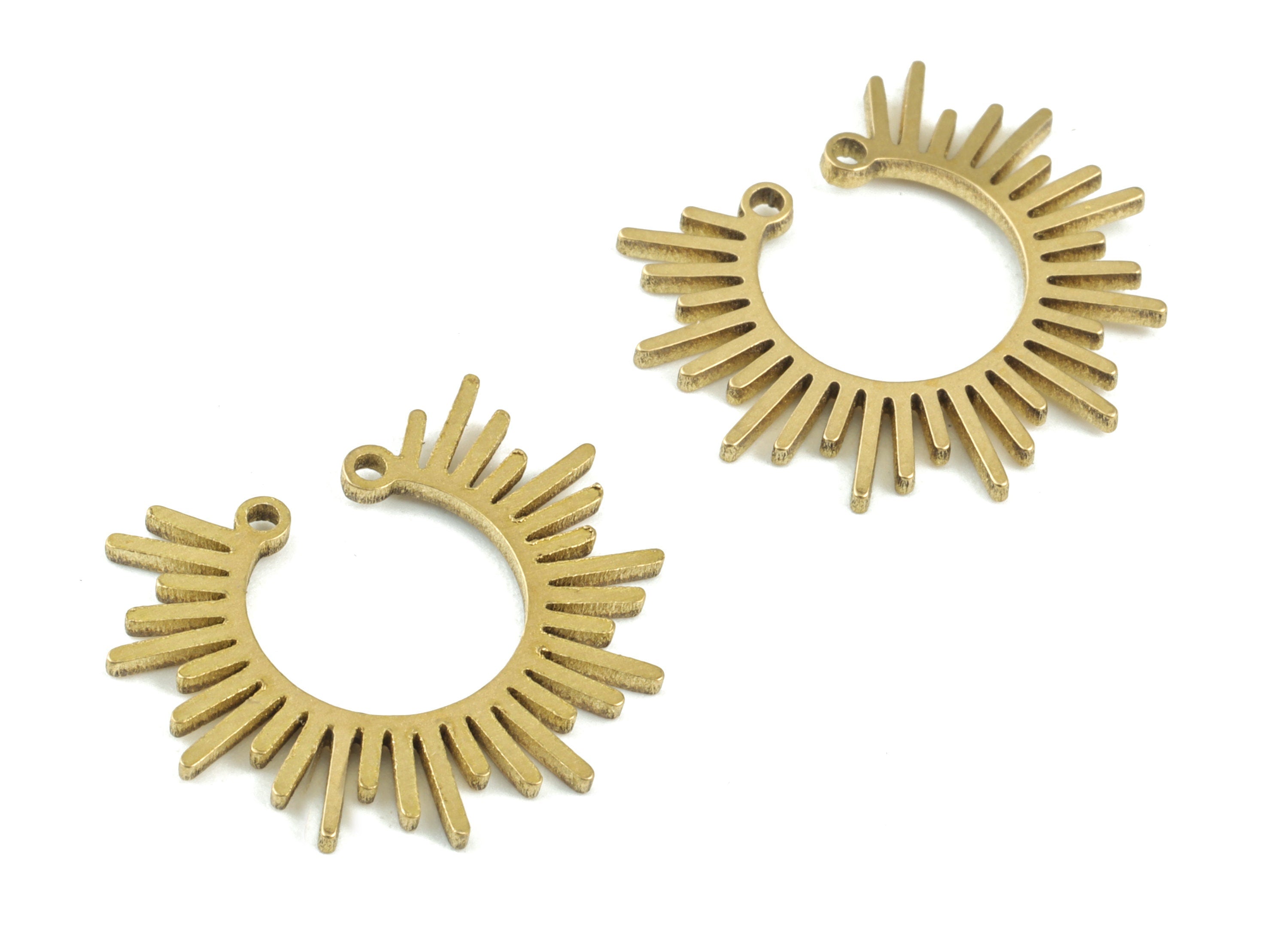 Brass Sun Earring Connector - Raw Brass Sun Charms - Jewelry Making Supplies - 20x17x1mm - PPM3463 - DOMEDBAZAAR