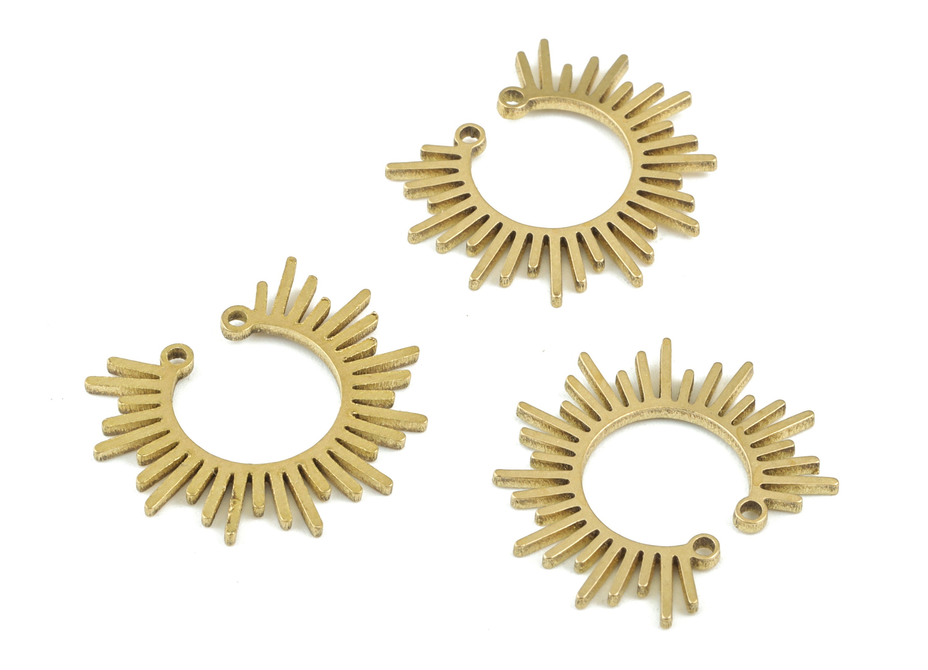 Brass Sun Earring Connector - Raw Brass Sun Charms - Jewelry Making Supplies - 20x17x1mm - PPM3463 - DOMEDBAZAAR