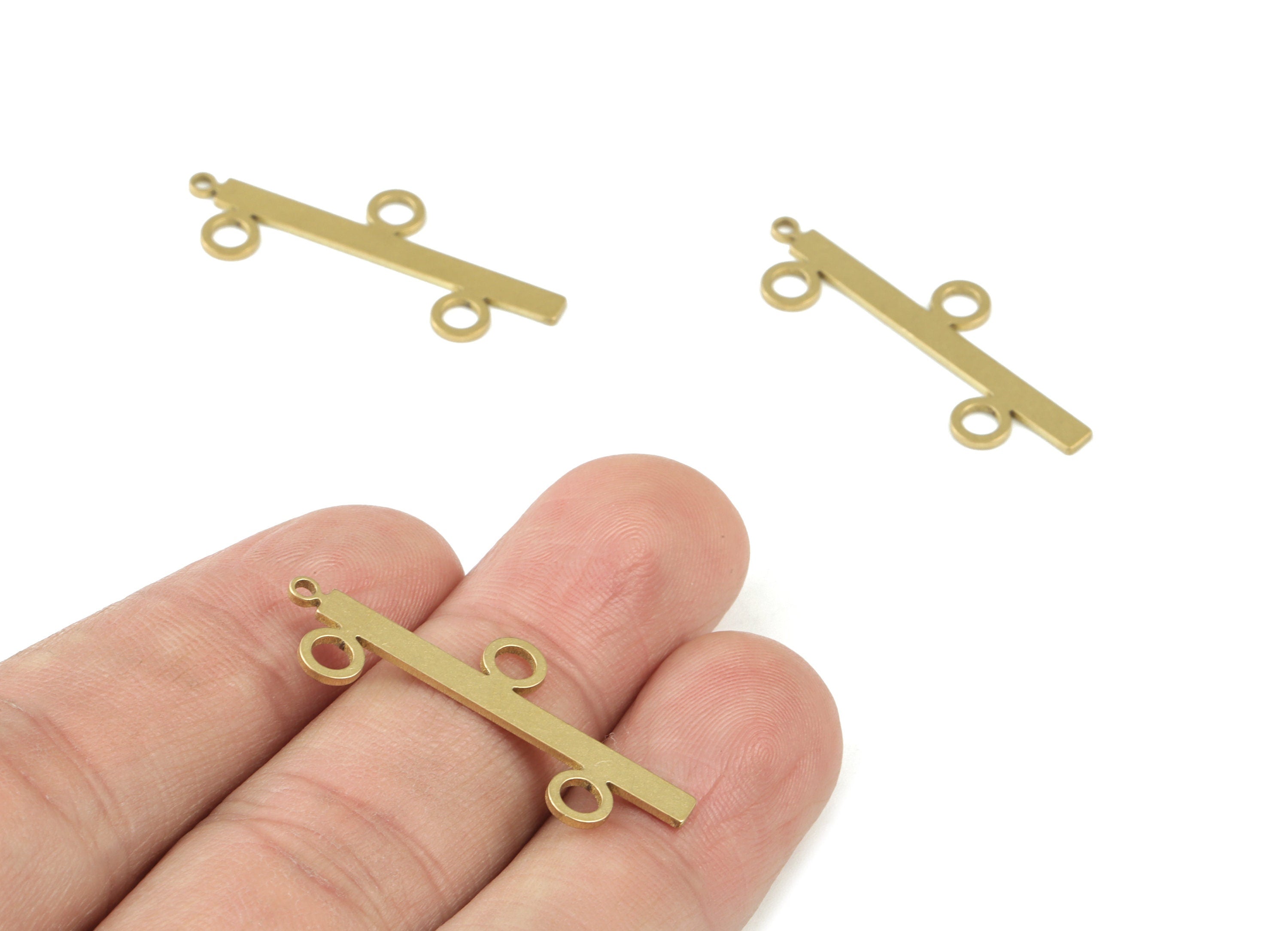 Stick Bar Pendant - Raw Brass Mini Hoops Bar Earring Charms - Jewelry Making Supplies - 33x13x0.8mm - PPM3513 - DOMEDBAZAAR