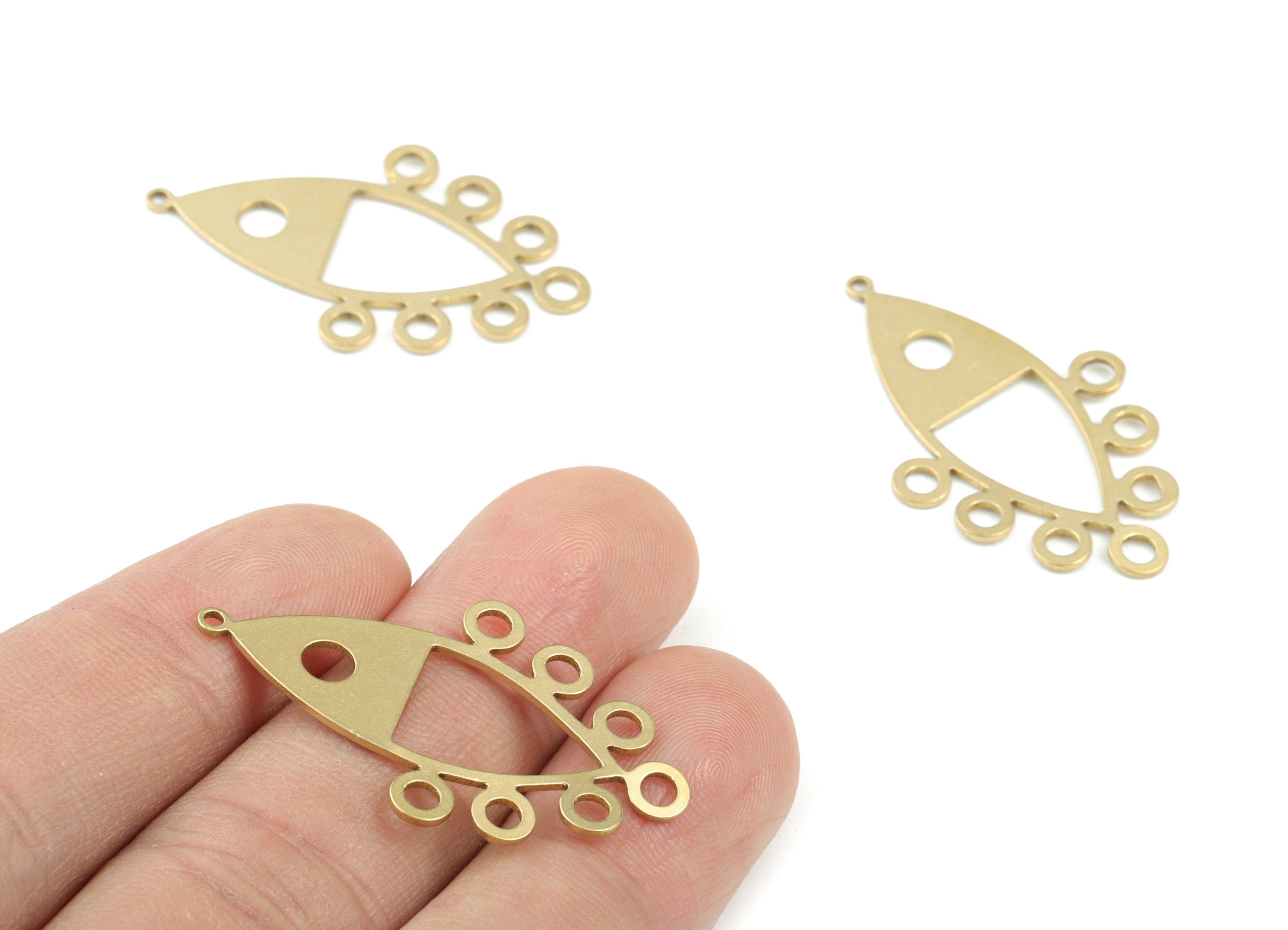 Marquise Earring Connector - Raw Brass Marquise Earring Charms - Fish Charms - Jewelry Making Supplies - 36x22x0.8mm - PPM3637 - DOMEDBAZAAR