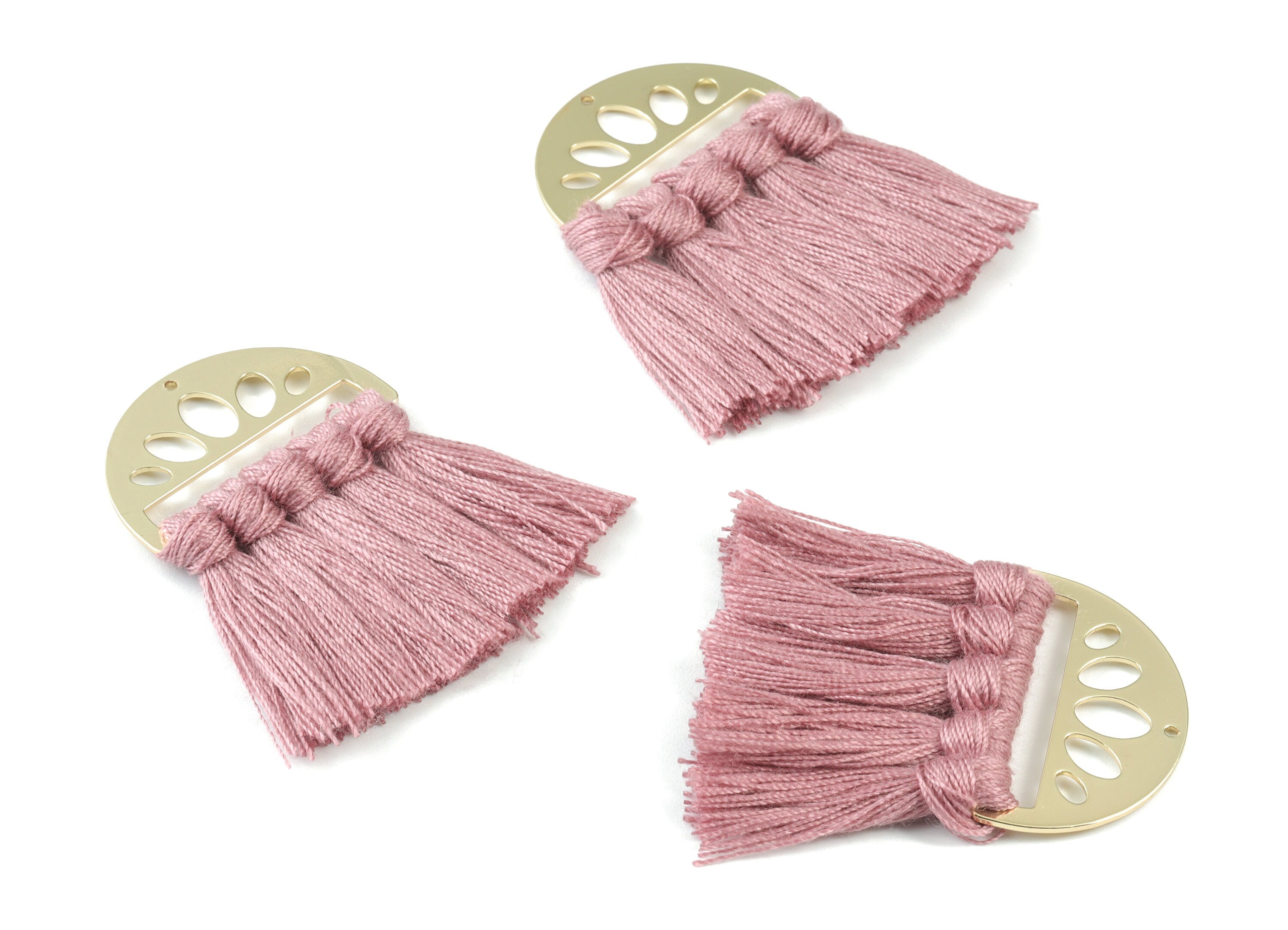 Gold Tone Plated Semi circle Brass - Half Moon Tassel Earring Charms - Cotton Purple Tassels - Fringe Tassel - 49.92x35.24x4.92mm - TSM3065P - DOMEDBAZAAR
