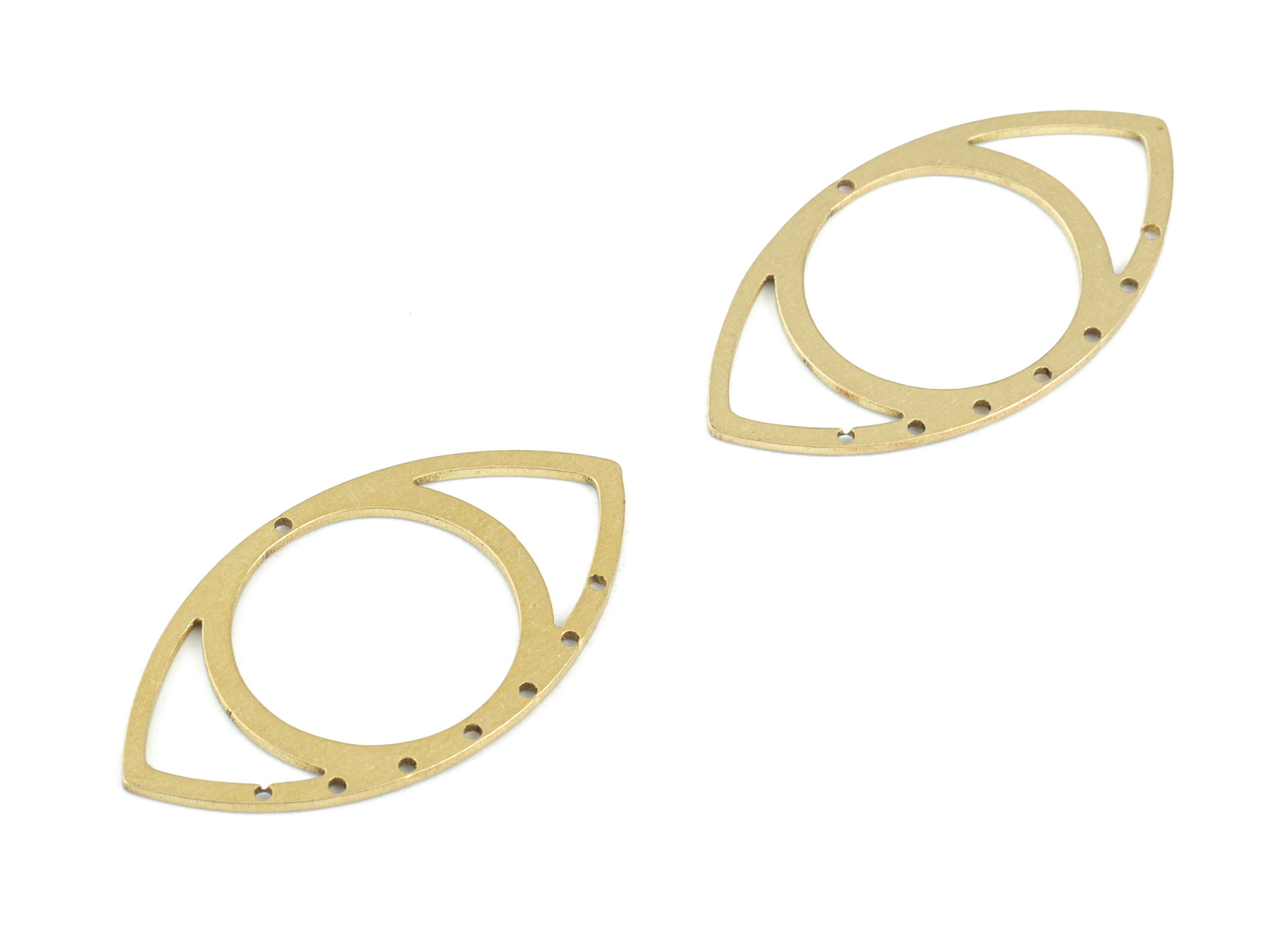 Eye Circle Connector - 8 holes - Raw Brass Eye Earring Charms - Jewelry Making Supplies - 30x15x0.7mm - PPM3670 - DOMEDBAZAAR