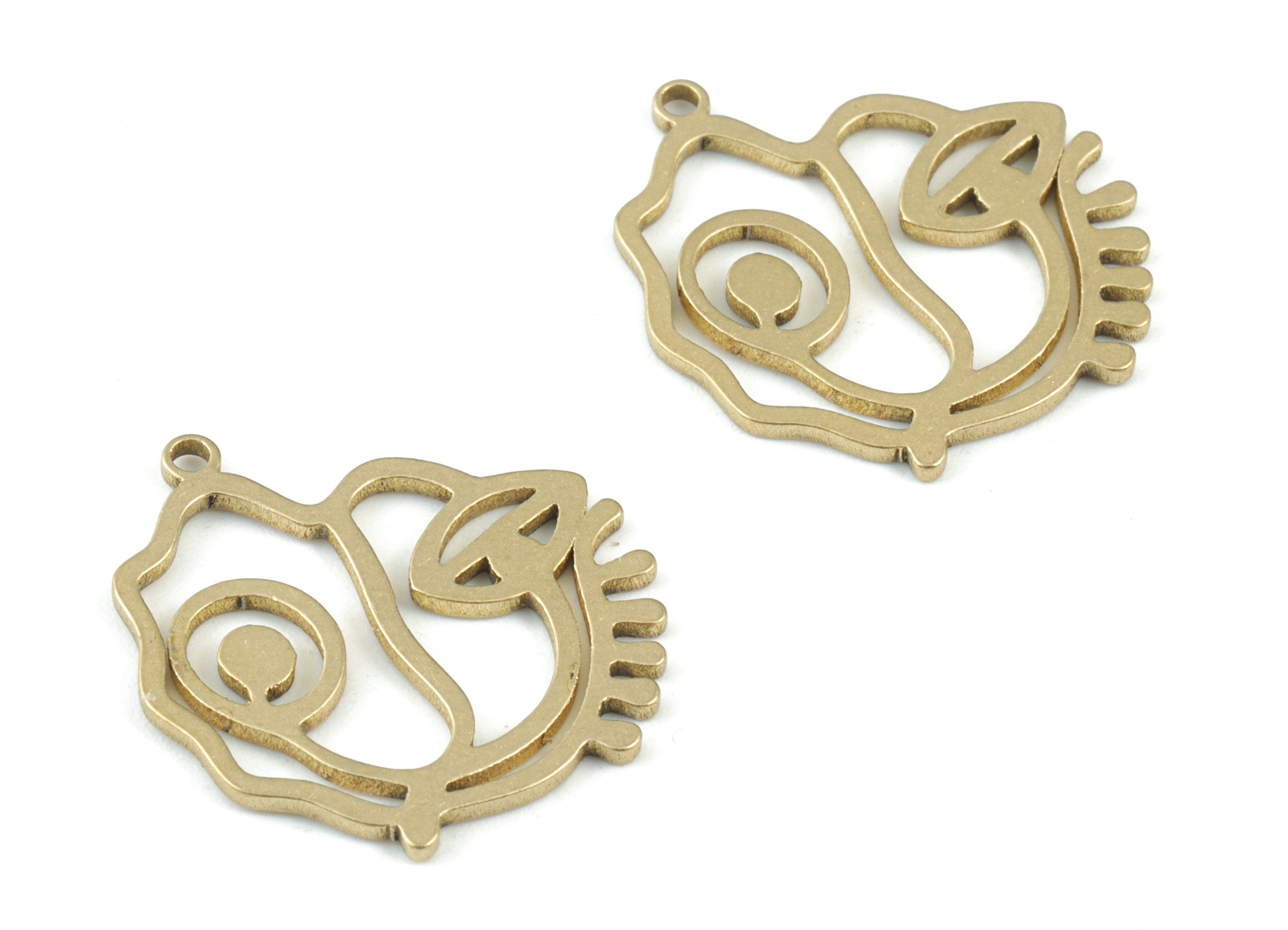 Abstract Eye Earring Charms - Raw Brass Eye Pendant - Jewelry Making Supplies - 20x17x1mm - PPM3686 - DOMEDBAZAAR