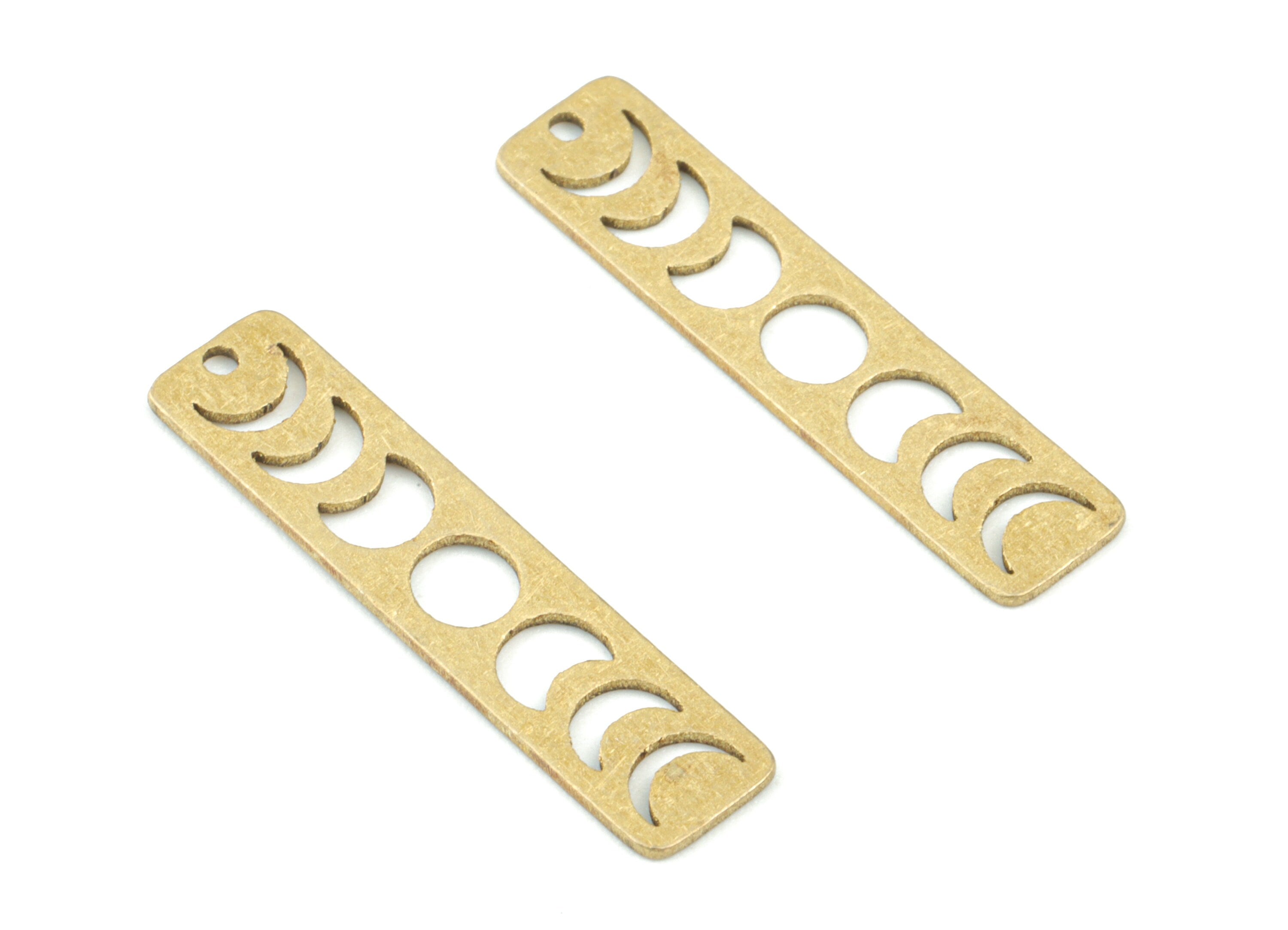 Moon Phase Bar Charms - Raw Brass Rectangle Earring Charms - Moon Phase Pendant - Jewelry Making Supplies - 25x6x0.6mm - PPM3586 - DOMEDBAZAAR
