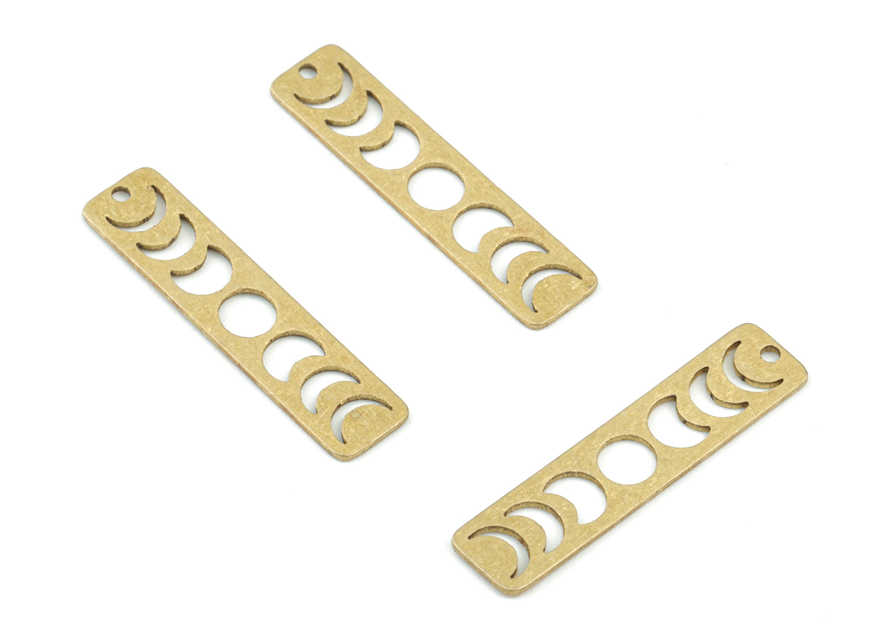 Moon Phase Bar Charms - Raw Brass Rectangle Earring Charms - Moon Phase Pendant - Jewelry Making Supplies - 25x6x0.6mm - PPM3586 - DOMEDBAZAAR