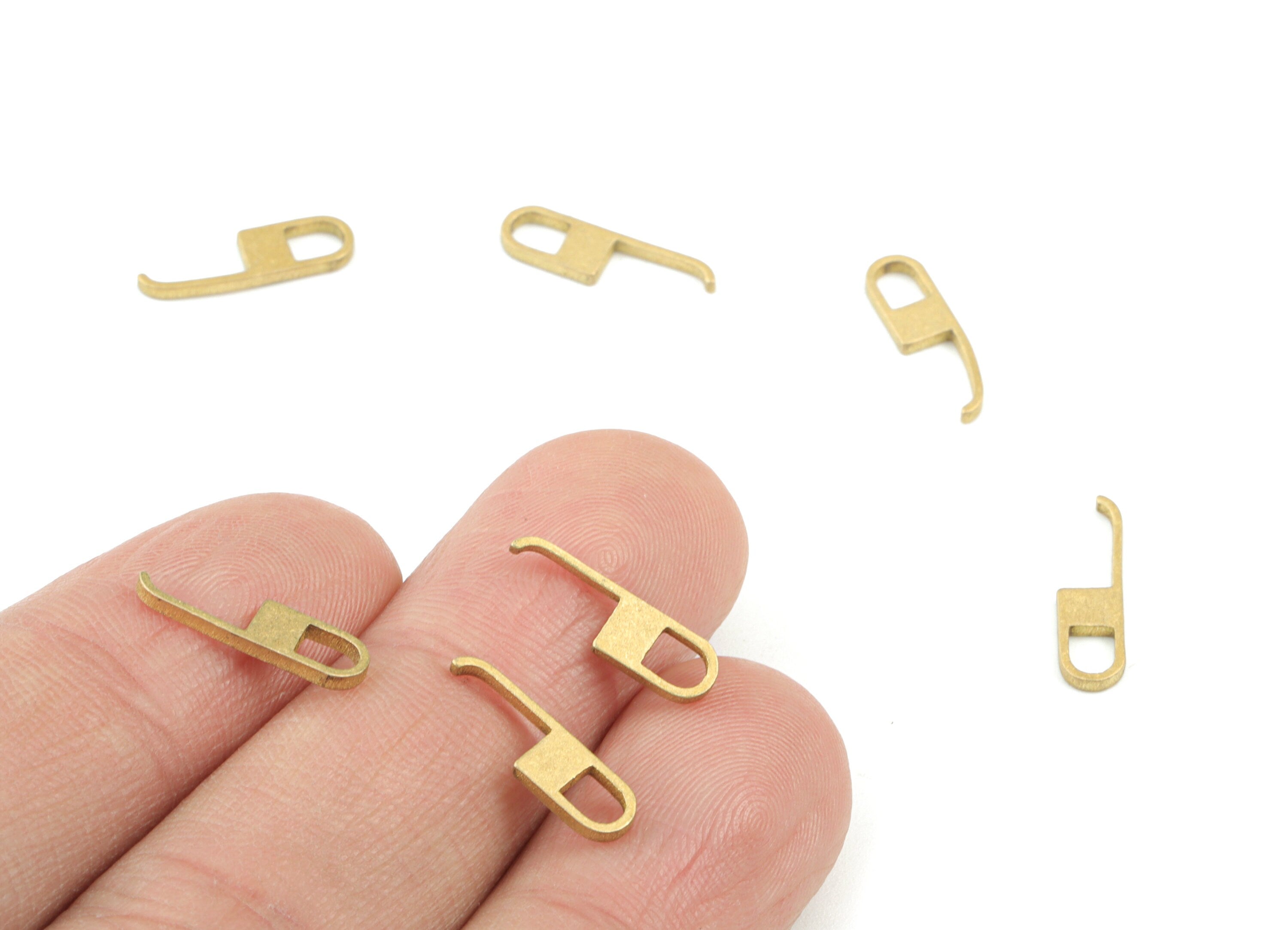 Brass Mini Hook Earring Charms Raw Brass Loop - Jewelry Making Supplies - 14x4x1.2mm - PPM3039 - DOMEDBAZAAR